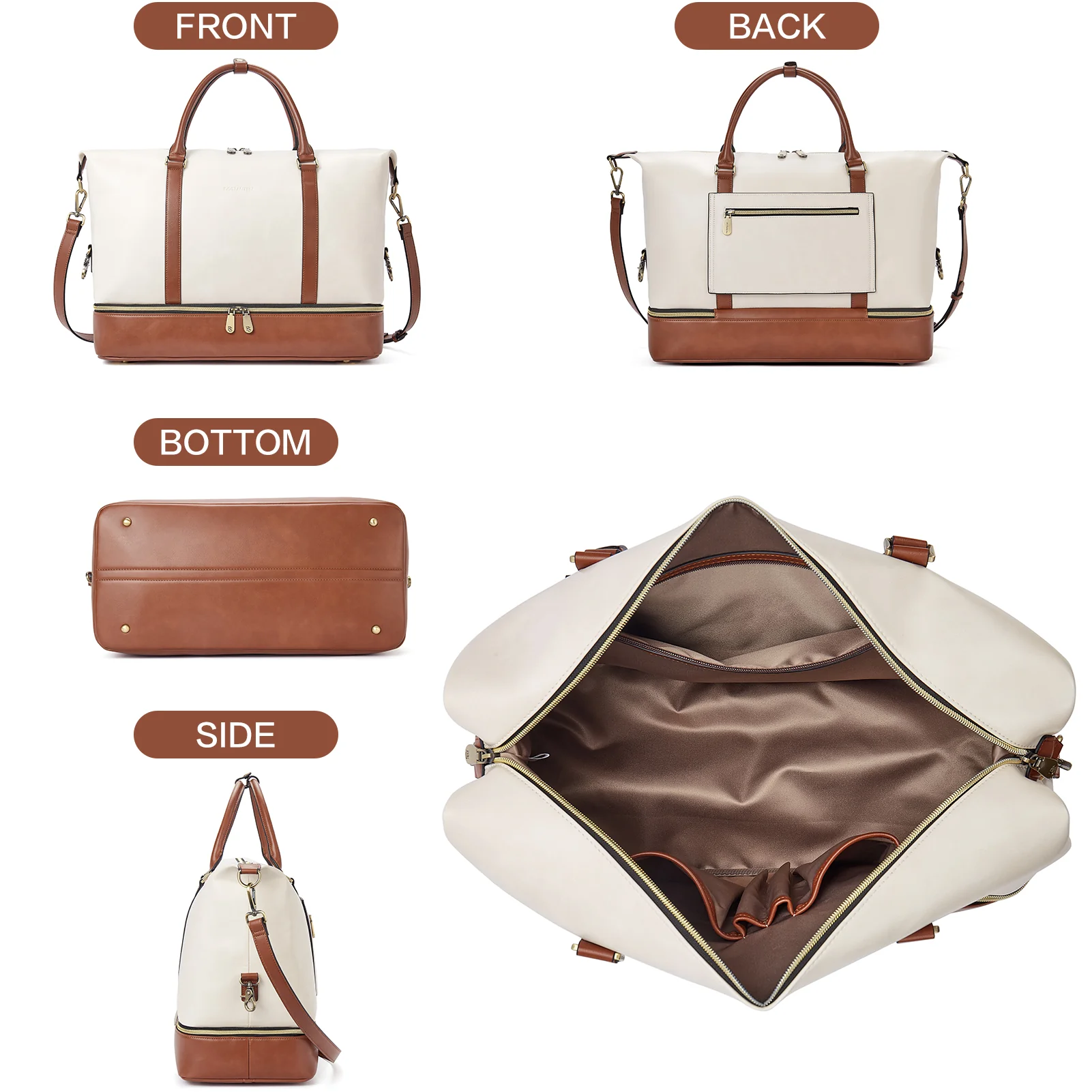 Judea Leather Travel Duffle Bag with Multiple Compartments - Image 7