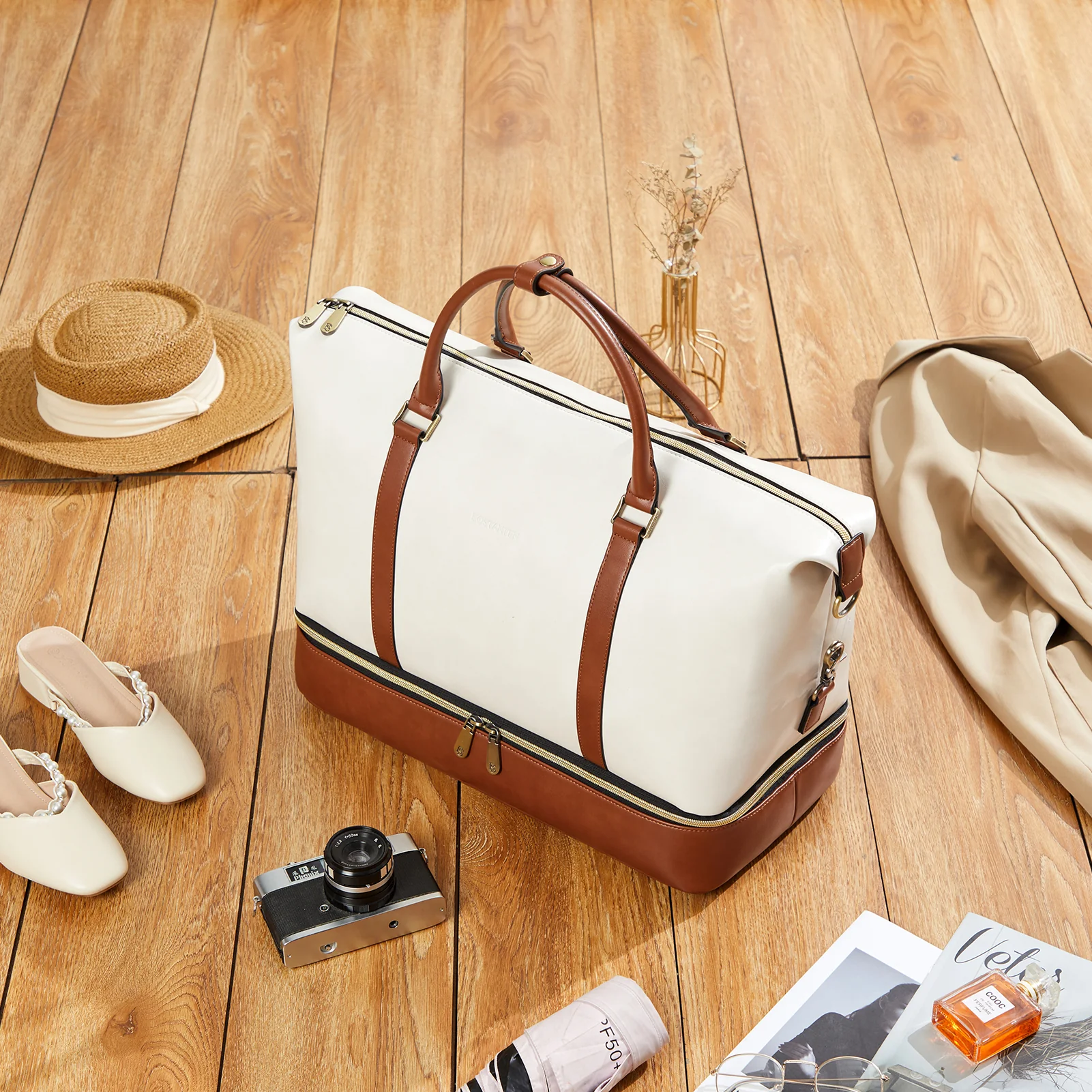 Judea Leather Travel Duffle Bag with Multiple Compartments - Image 8