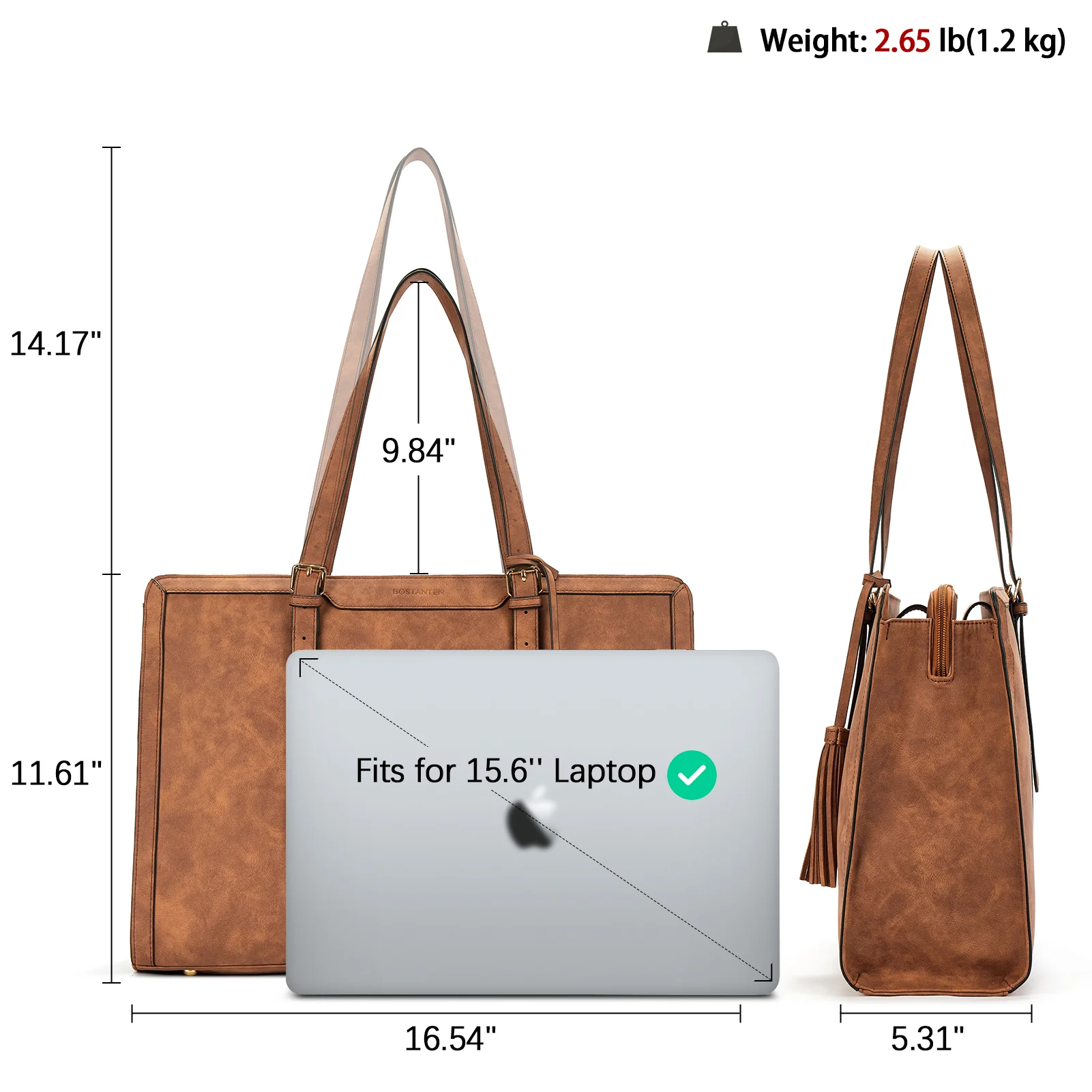 Nevin Professional 15.6 inch Leather Briefcase Business Office Purse - Image 10