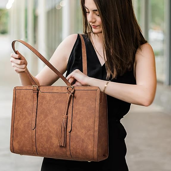 Nevin Professional 15.6 inch Leather Briefcase Business Office Purse - Image 9