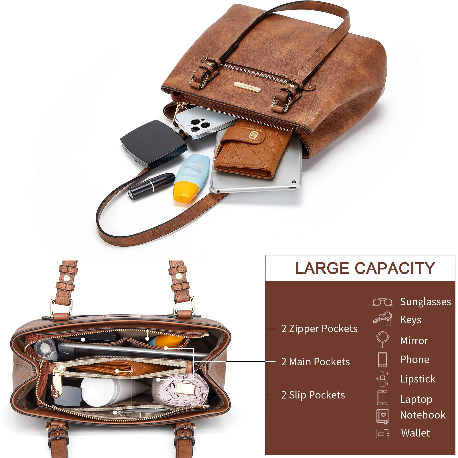 BOSTANTEN Women Handbag Faux Leather Shoulder Bag Soft Designer Top Handle Purses - Image 7