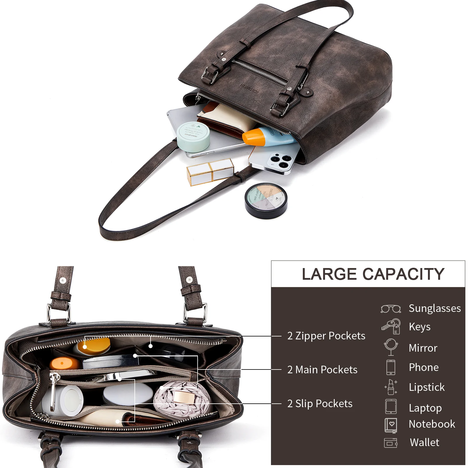 BOSTANTEN Women Handbag Genuine Leather Shoulder Bag Soft Designer Top Handle Purses - Image 7