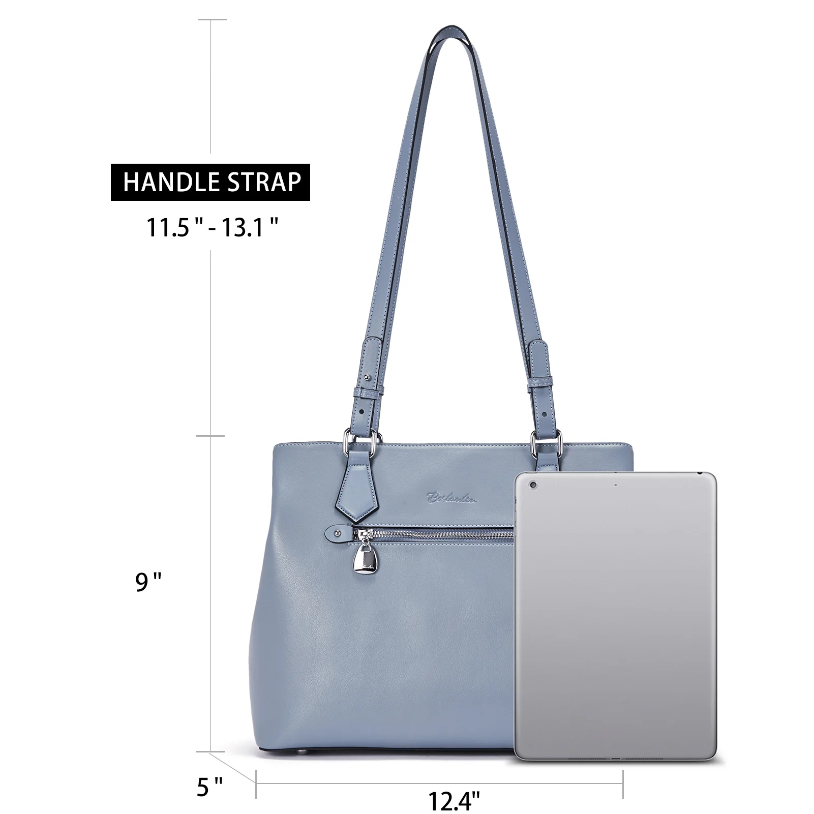 Nevin Structured Leather Shoulder Tote Bag - Front Zipper Pocket - Image 33