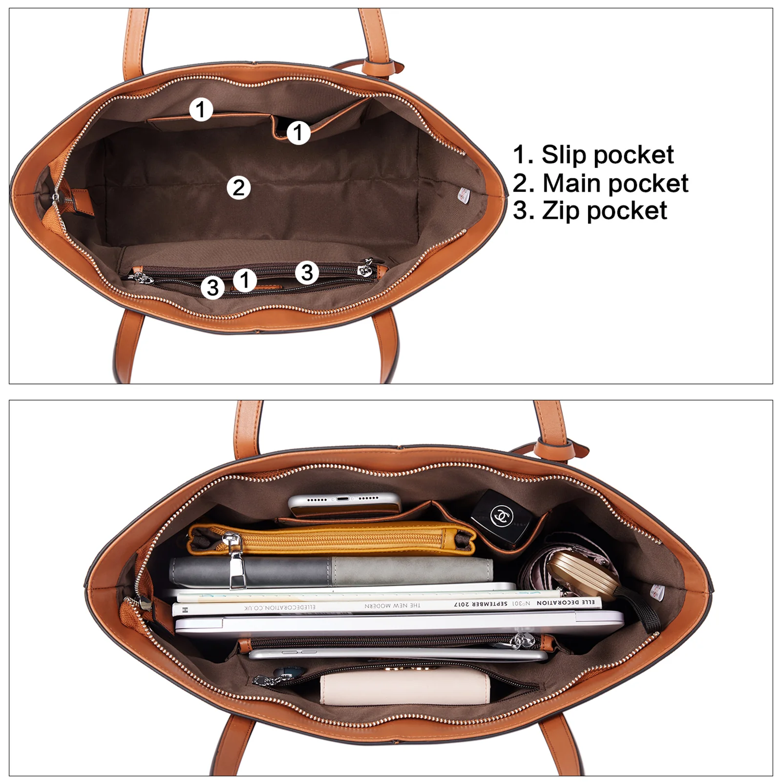 Carol Leather Work Tote 16'' - Image 11