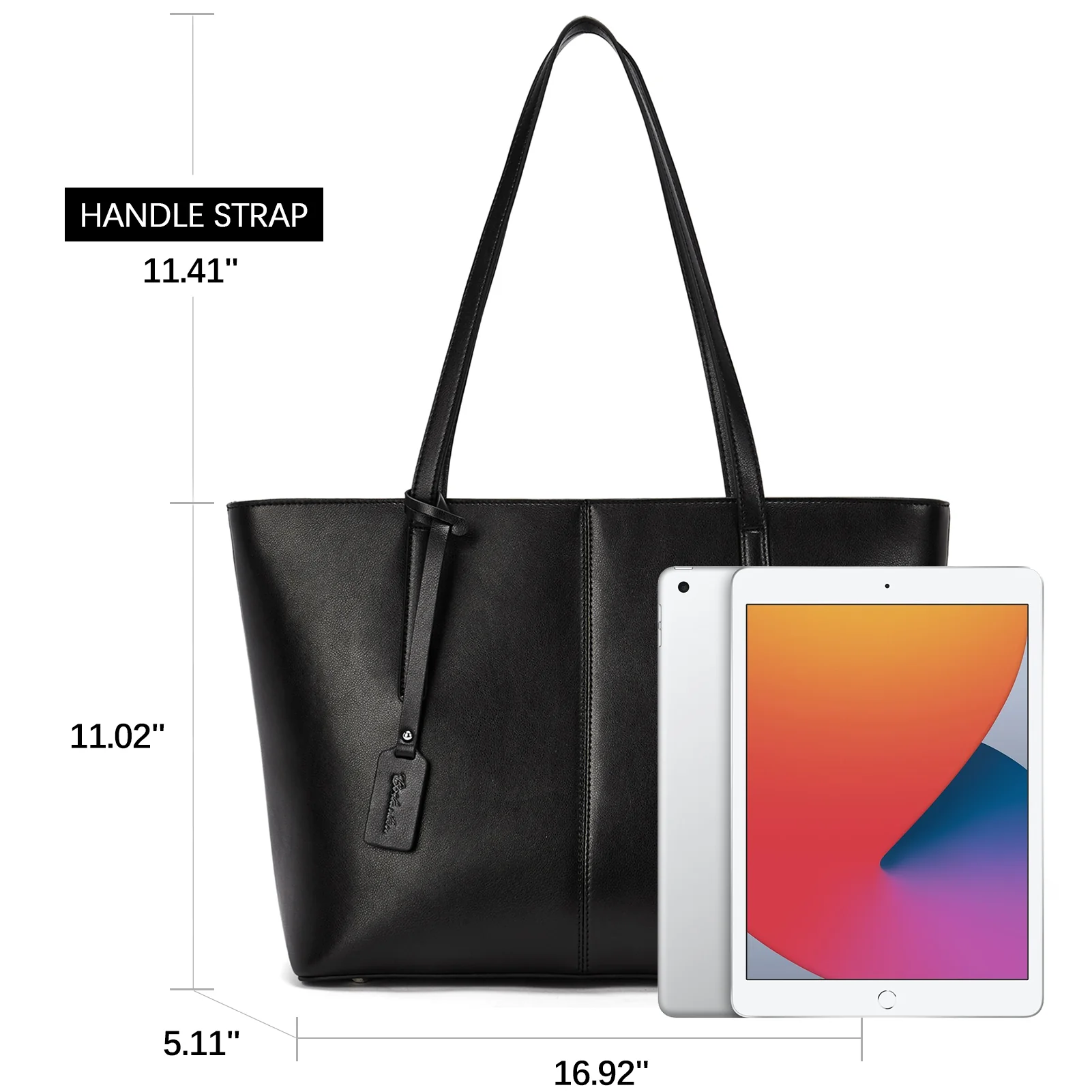 Carol Leather Work Tote 16'' - Image 5