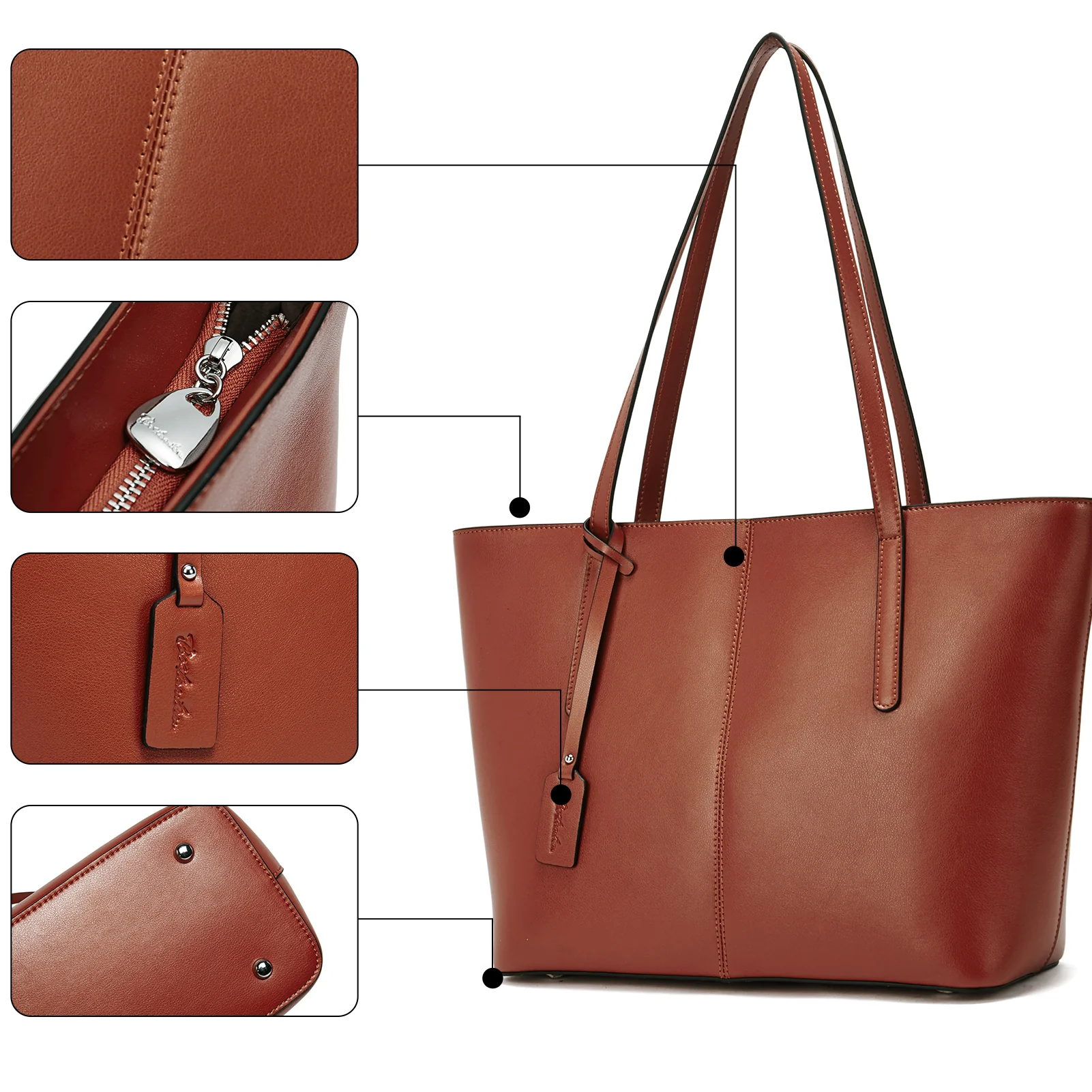 Carol Leather Work Tote 16'' - Image 55