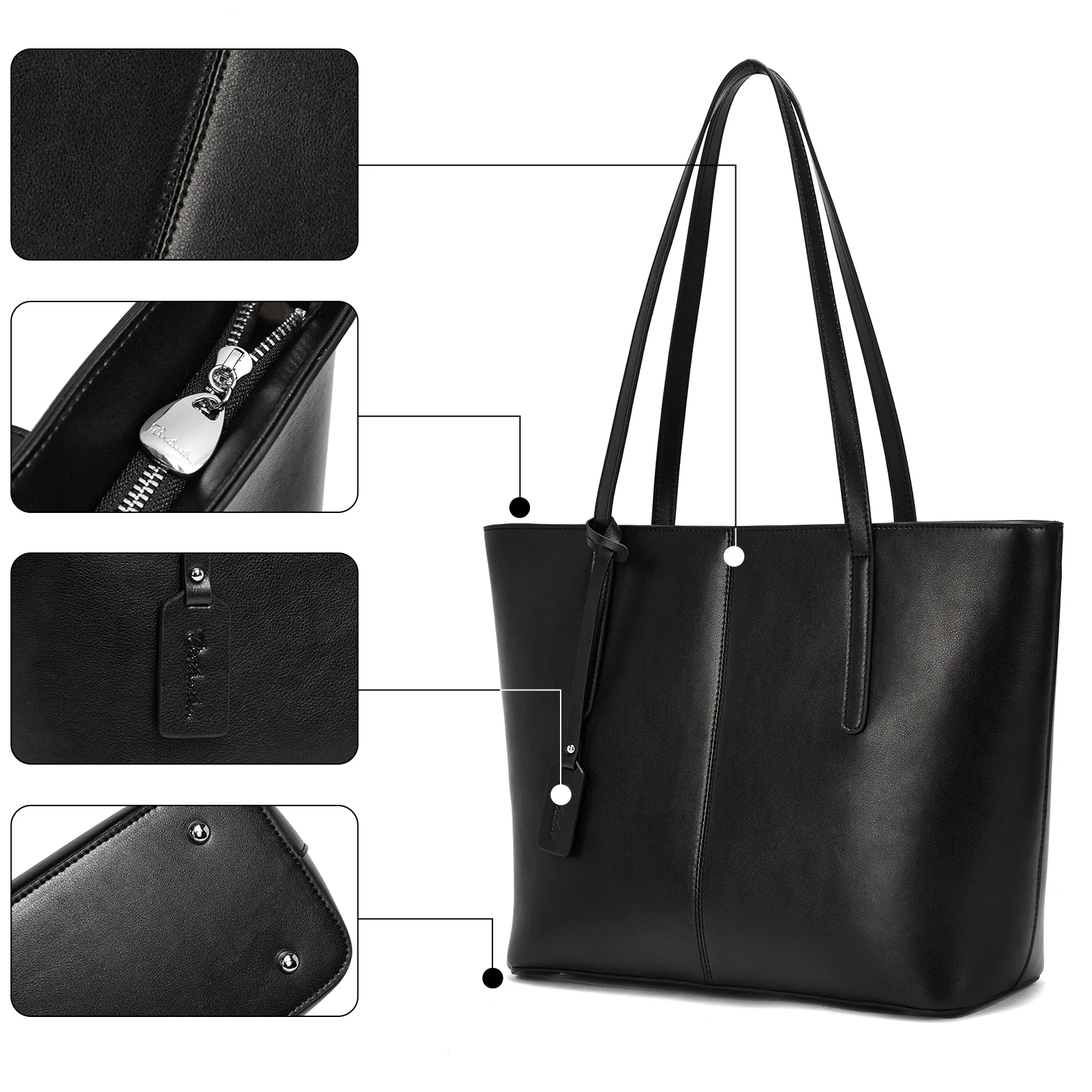 Carol Leather Work Tote 16'' - Image 6