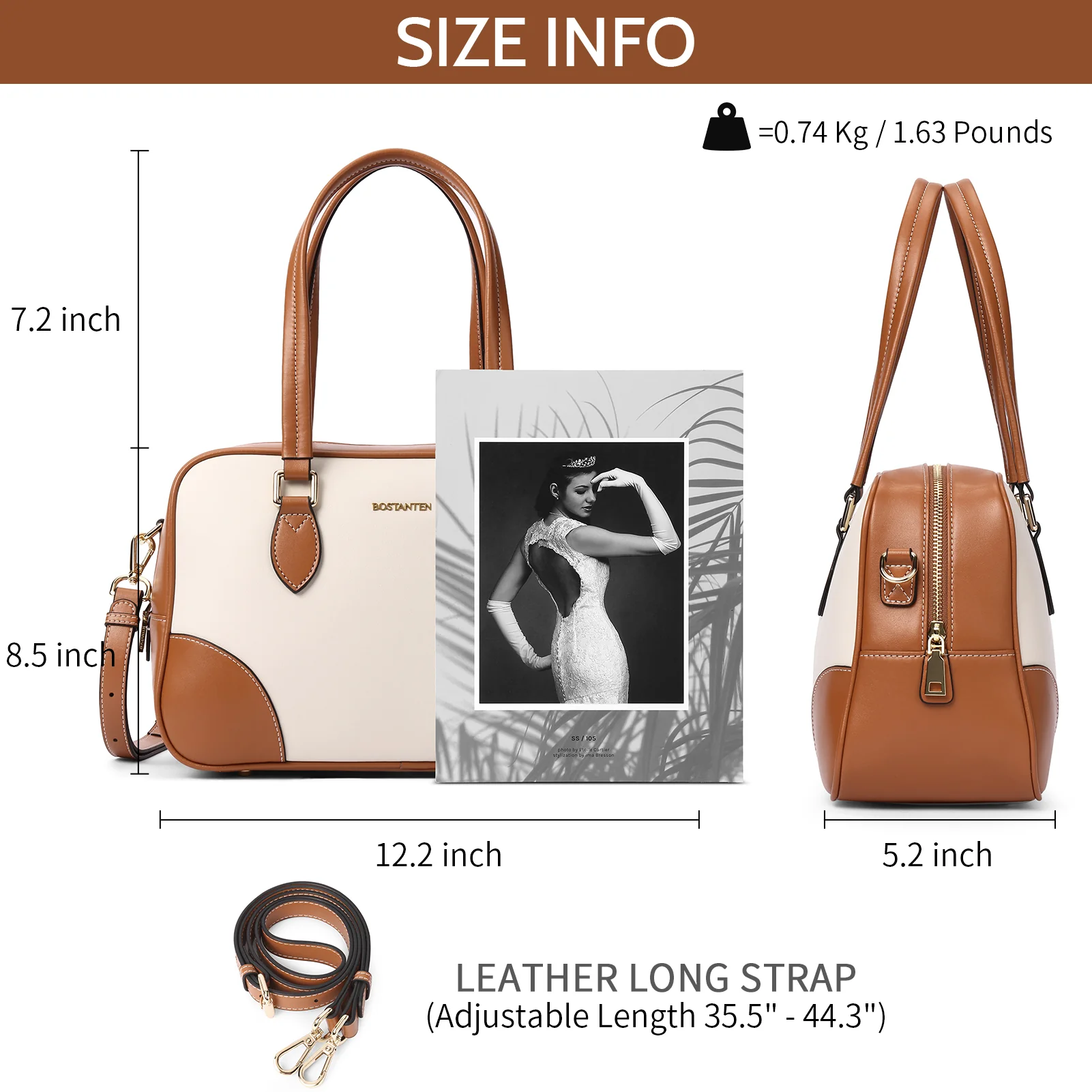 BOSTANTEN Women Handbags Designer Genuine Leather Tote Bags Ladies Top Handle Satchel Purses Wok Shoulder Bags - Image 4