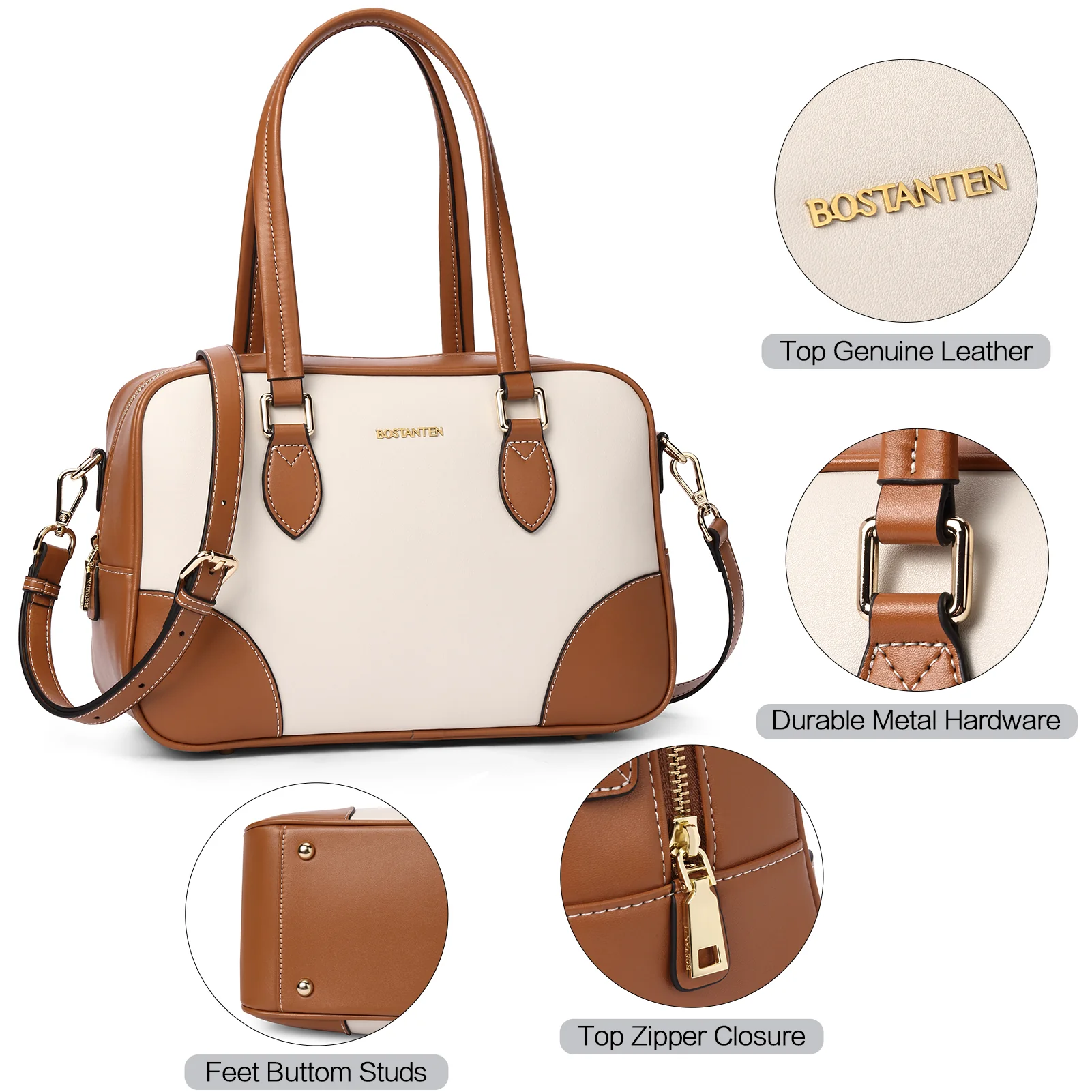 BOSTANTEN Women Handbags Designer Genuine Leather Tote Bags Ladies Top Handle Satchel Purses Wok Shoulder Bags - Image 5