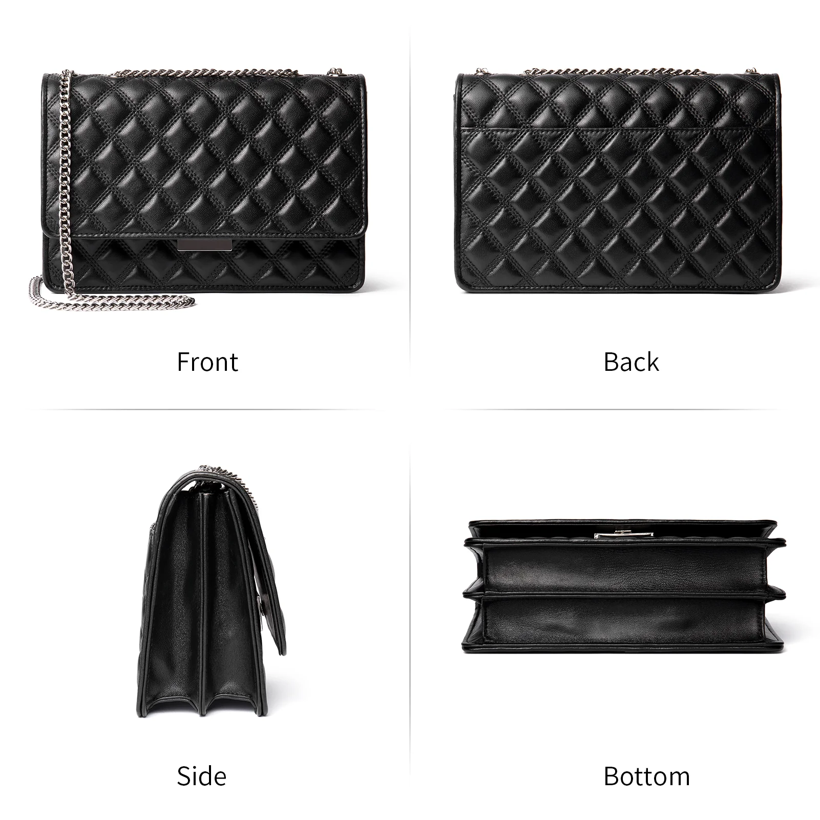 BOSTANTEN Women Handbags Designer Lambskin Leather Quilted Purses Crossbody Shoulder Bag with Chain Strap - Image 7
