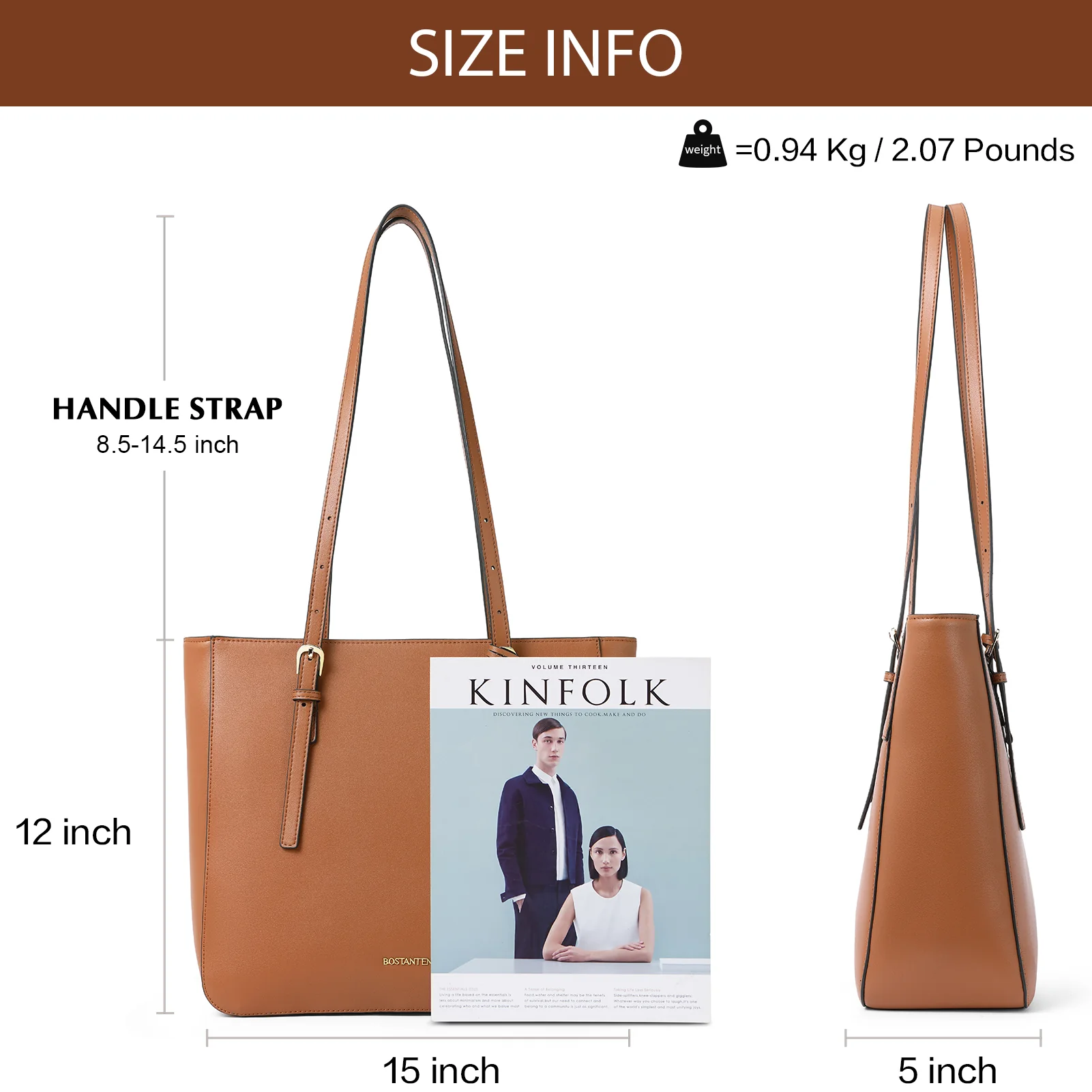 BOSTANTEN Women Handbags Genuine Leather Designer Tote Bags Work Shoulder Large Purses for Women - Image 13