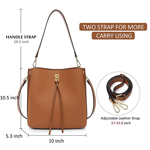 Lotty Tasseled Grained Leather Medium Bucket Bag - Image 11