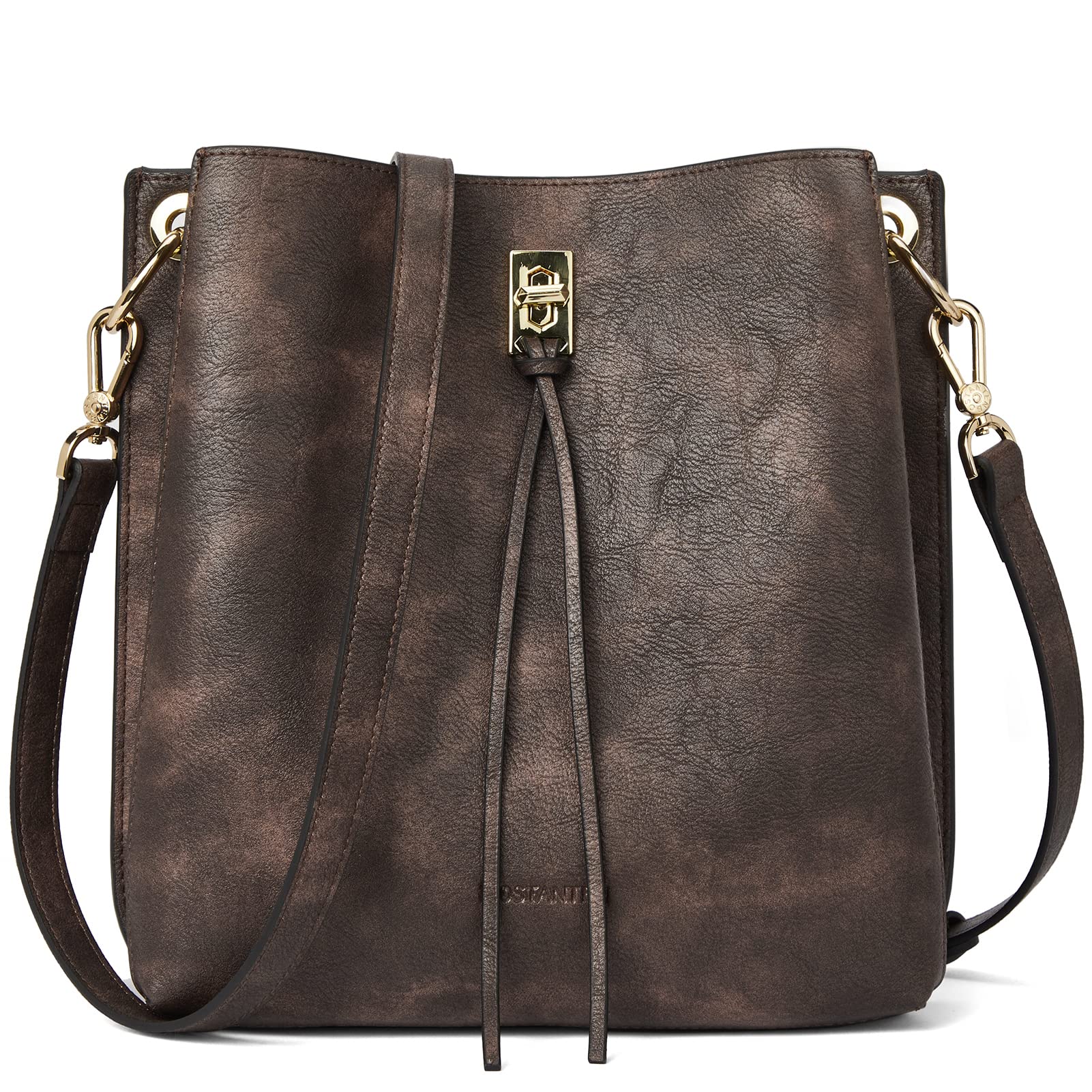 Lotty Tasseled Grained Leather Medium Bucket Bag - Image 15