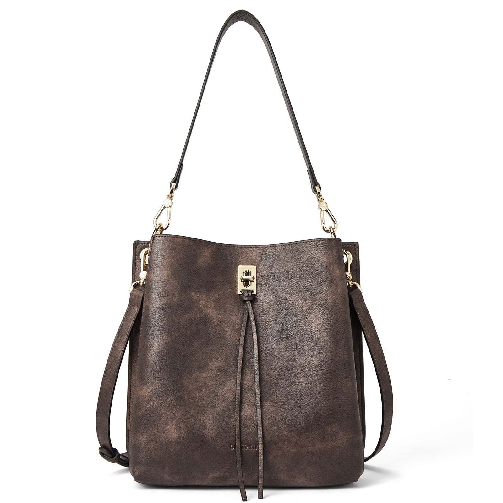 Lotty Tasseled Grained Leather Medium Bucket Bag - Image 17