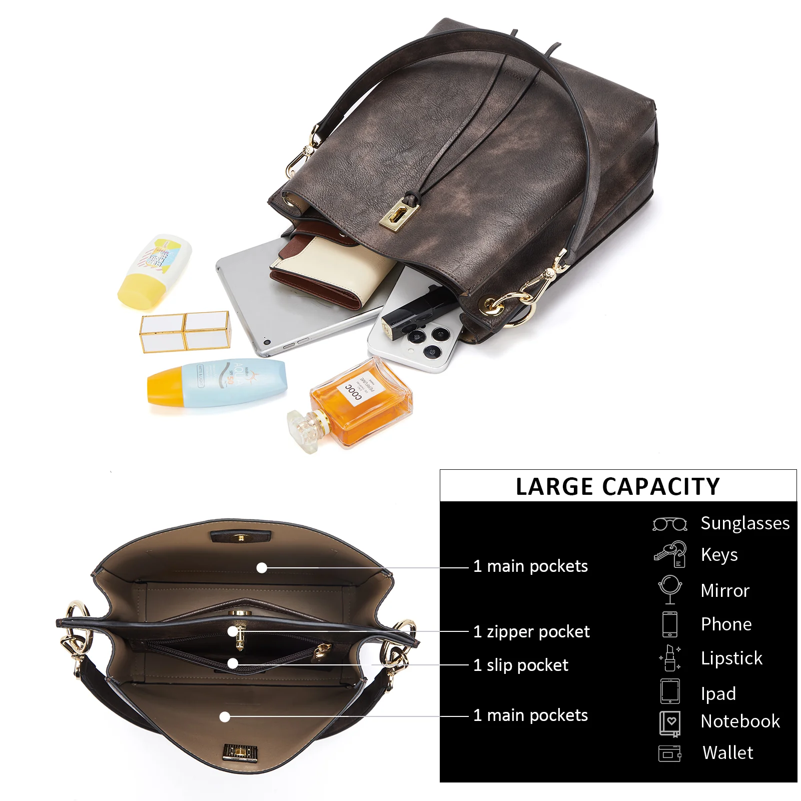 Lotty Tasseled Grained Leather Medium Bucket Bag - Image 19