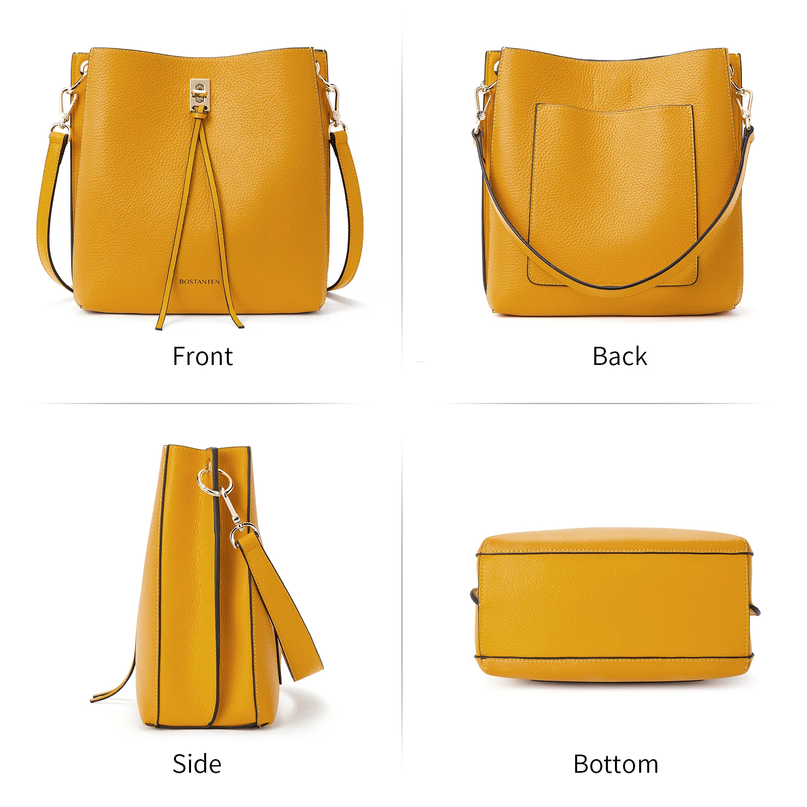 Lotty Tasseled Grained Leather Medium Bucket Bag - Image 27