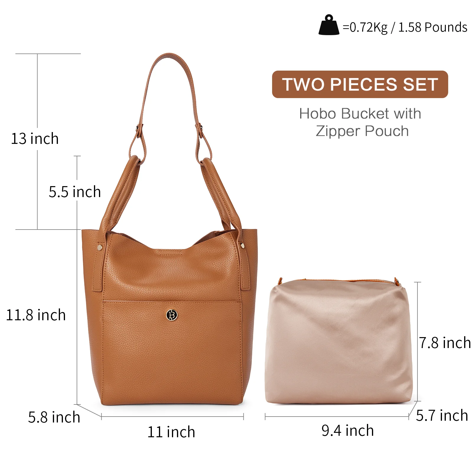 BOSTANTEN Women Handbags Leather Purses Designer Hobo Bucket Tote Bags with Zipper Pouch - Image 17