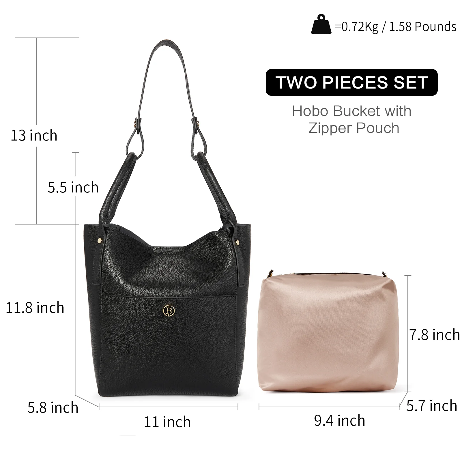BOSTANTEN Women Handbags Leather Purses Designer Hobo Bucket Tote Bags with Zipper Pouch - Image 7