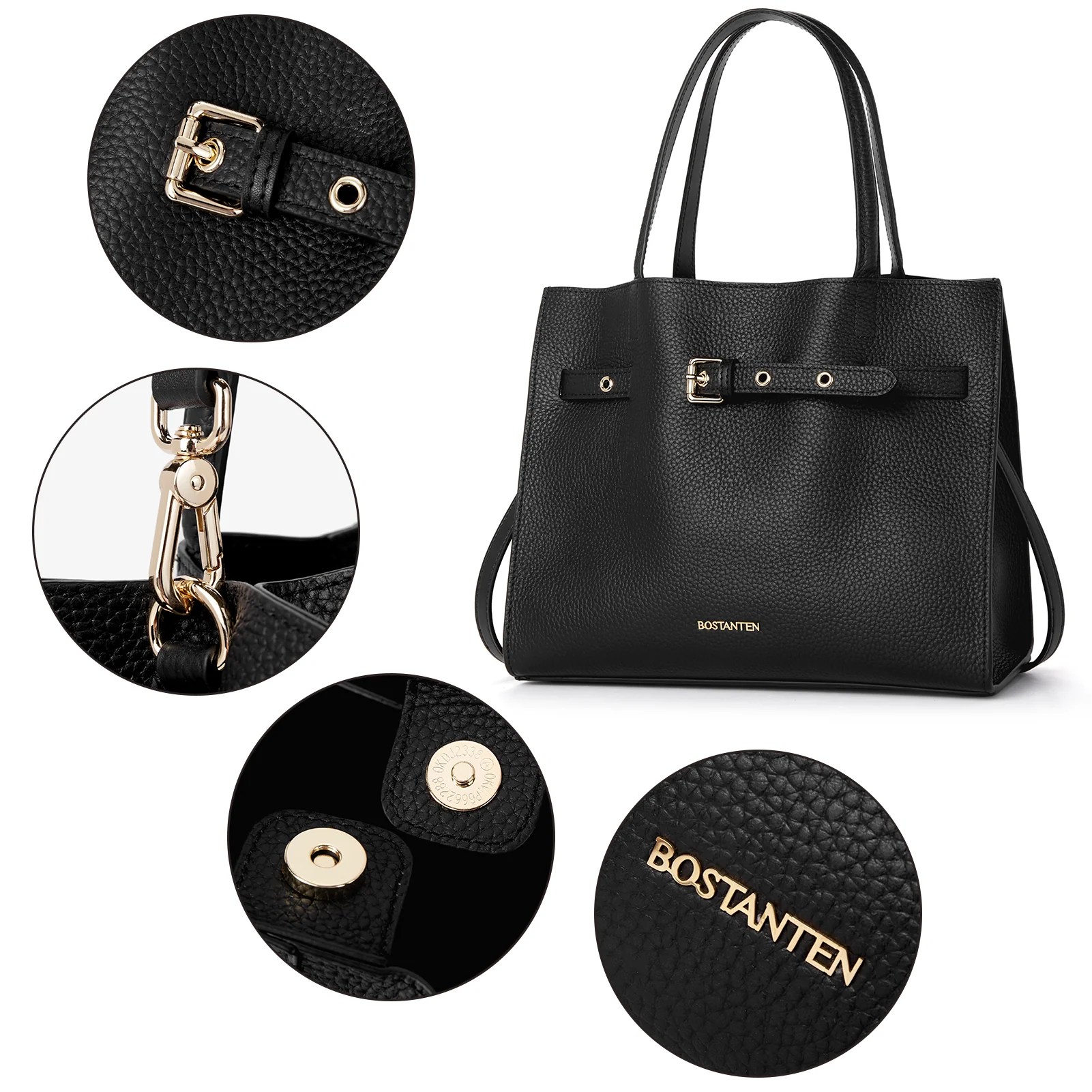BOSTANTEN Women Handbags Purses Leather Tote Bags Designer Fashion Top Handle Crossbody Bags with Zipper Pouch - Image 7