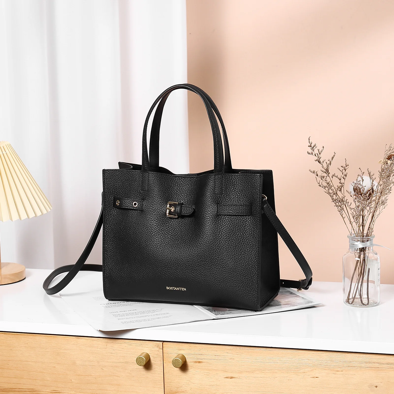 BOSTANTEN Women Handbags Purses Leather Tote Bags Designer Fashion Top Handle Crossbody Bags with Zipper Pouch - Image 8