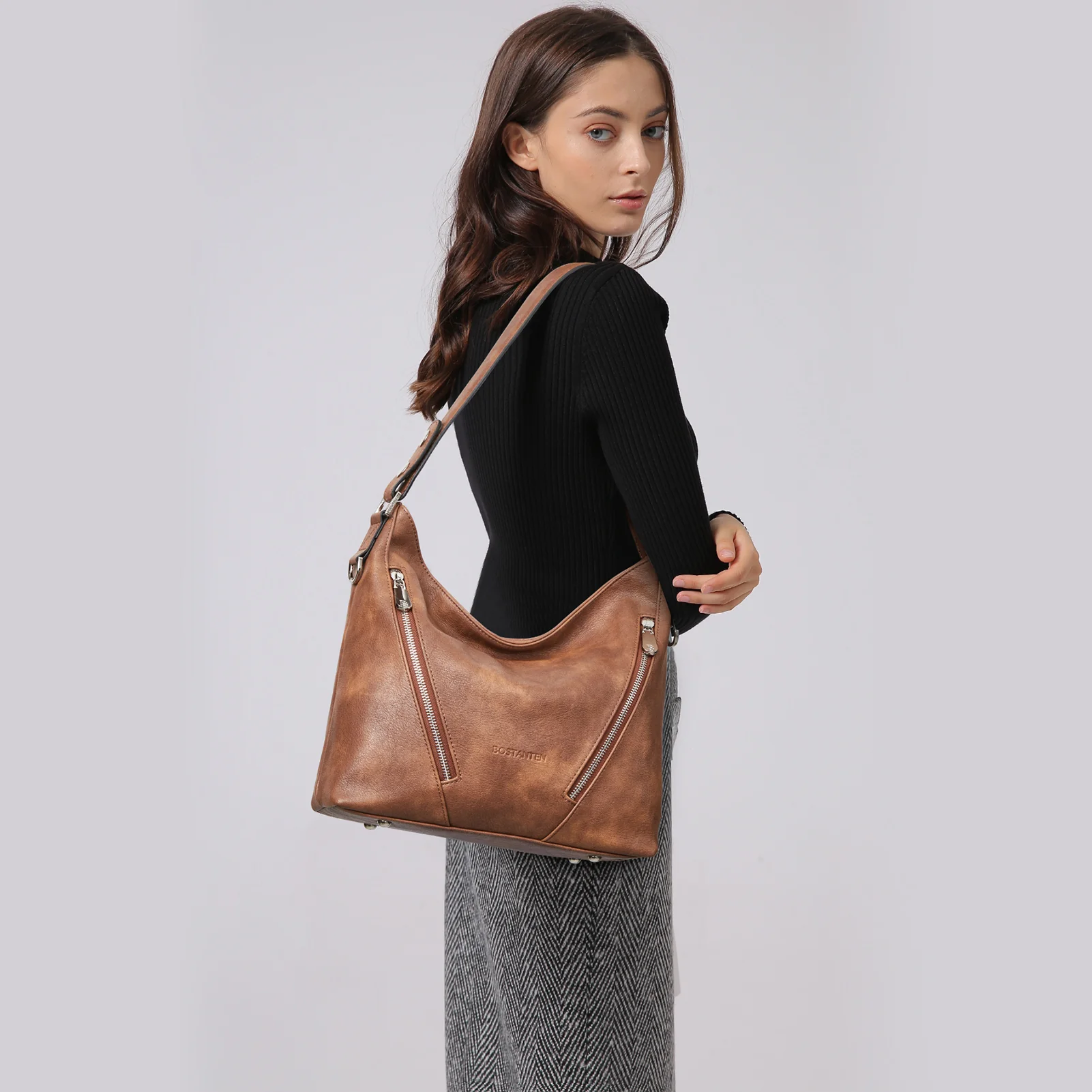 BOSTANTEN Women Leather Handbag Designer Ladies Hobo Purses Shoulder Bags - Image 2