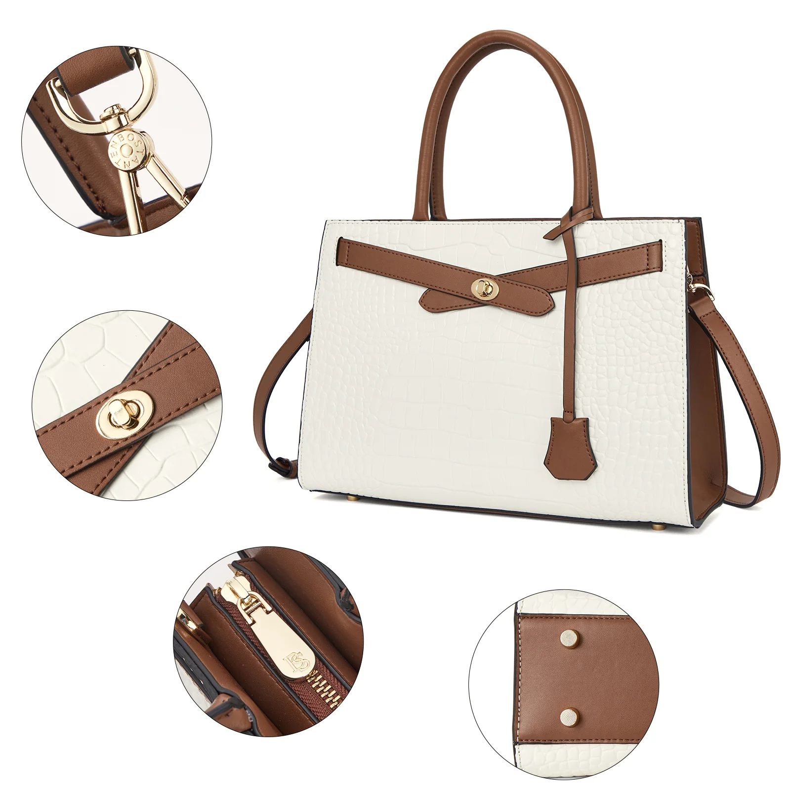 BOSTANTEN Women Leather Handbag Designer Satchel Purses Top Handle Shoulder Totes Crossbody Bag - Image 3