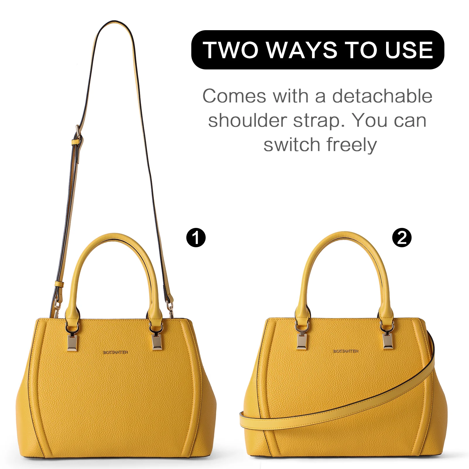 BOSTANTEN Women Leather Handbag Designer Top Handle Satchel Shoulder Bag Crossbody Purses - Image 10