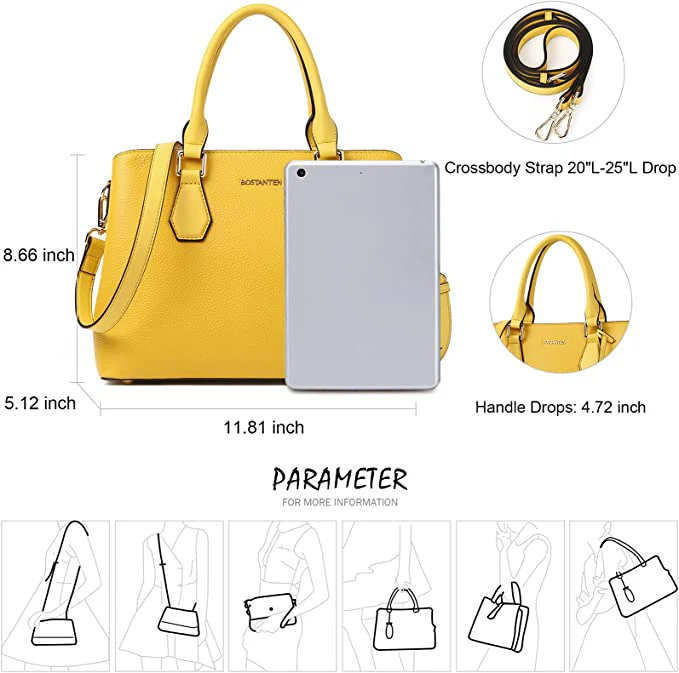 BOSTANTEN Women Leather Handbag Designer Top Handle Satchel Shoulder Bag Crossbody Purses - Image 12