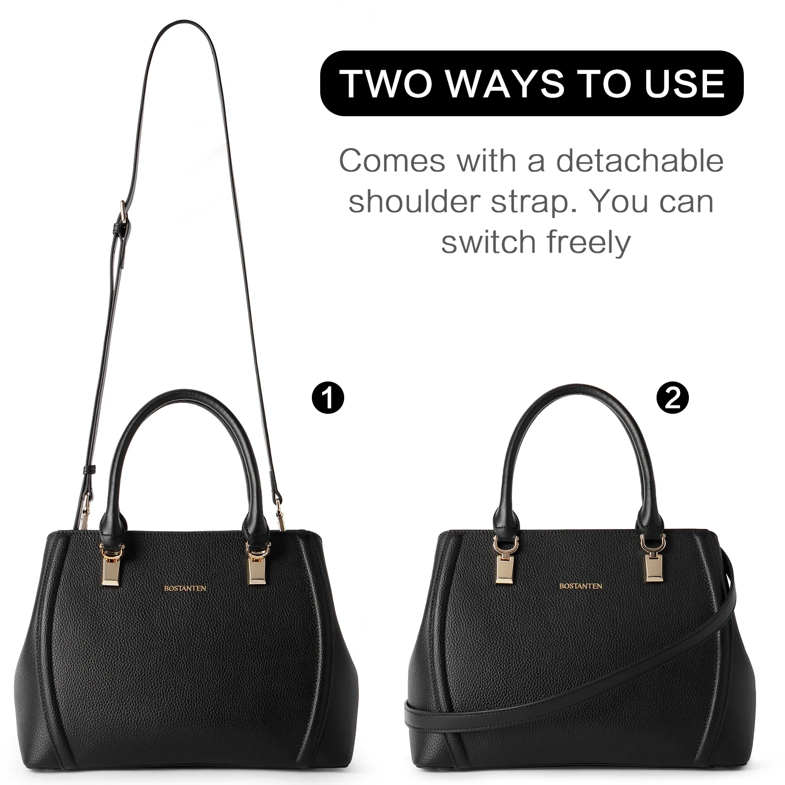 BOSTANTEN Women Leather Handbag Designer Top Handle Satchel Shoulder Bag Crossbody Purses - Image 4