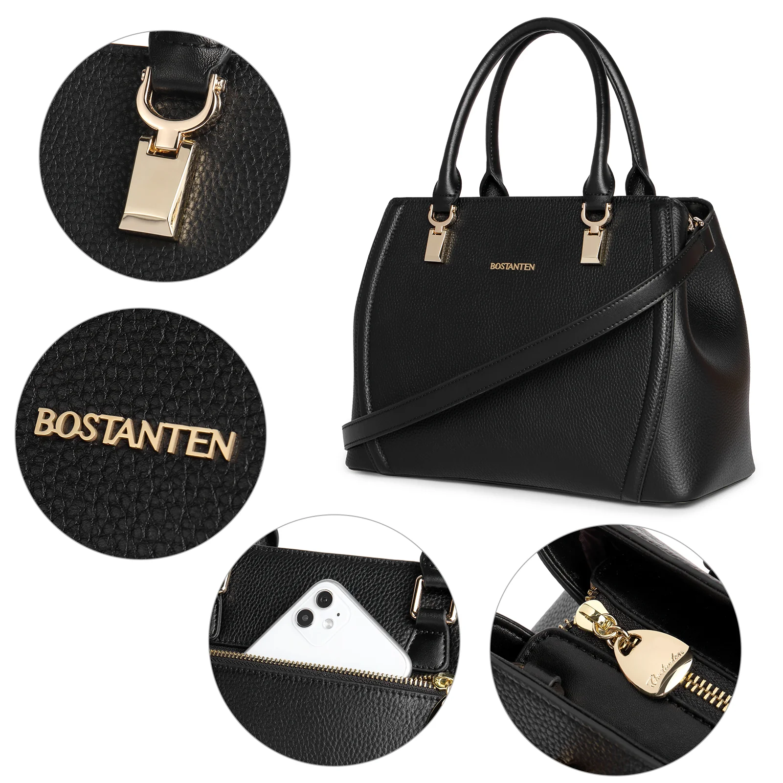 BOSTANTEN Women Leather Handbag Designer Top Handle Satchel Shoulder Bag Crossbody Purses - Image 5