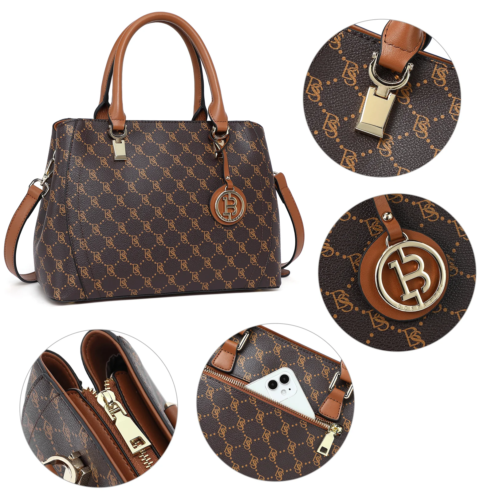 BOSTANTEN Women Leather Handbag Designer Top Handle Satchel Shoulder Bag Crossbody Purses - Image 9