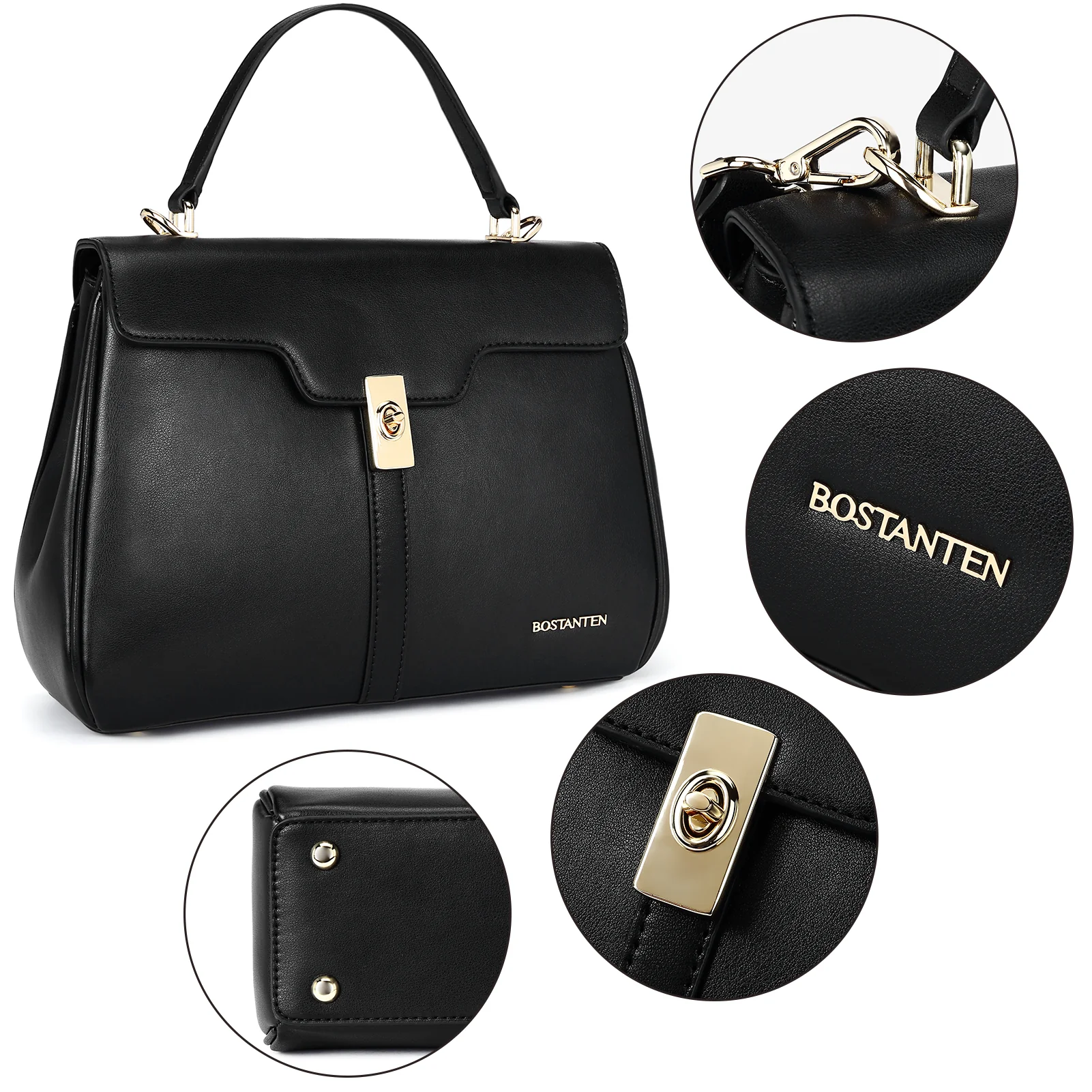 BOSTANTEN Women Leather Handbag Designer Top Handle Satchel Shoulder Bag Crossbody Purses - Image 4