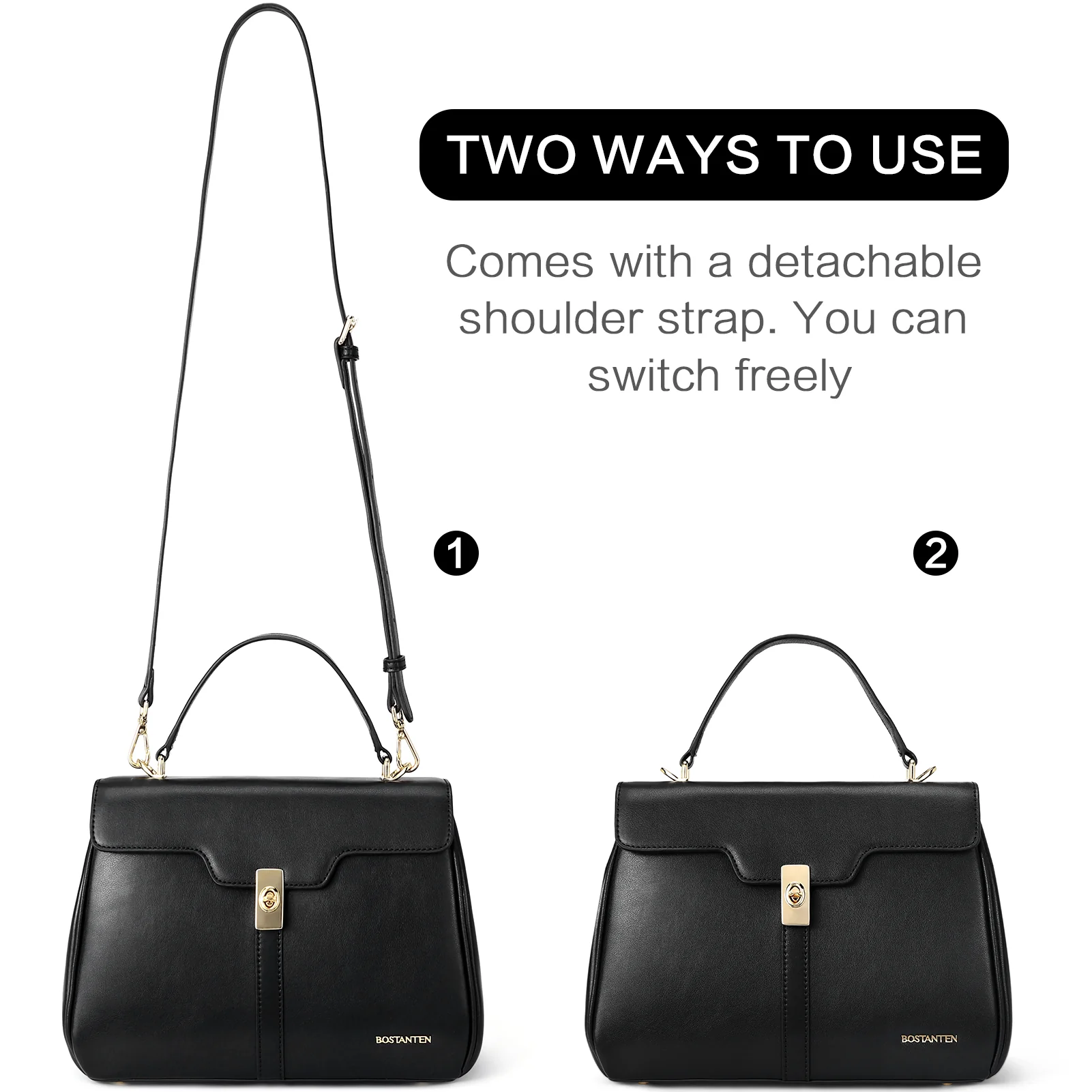 BOSTANTEN Women Leather Handbag Designer Top Handle Satchel Shoulder Bag Crossbody Purses - Image 5