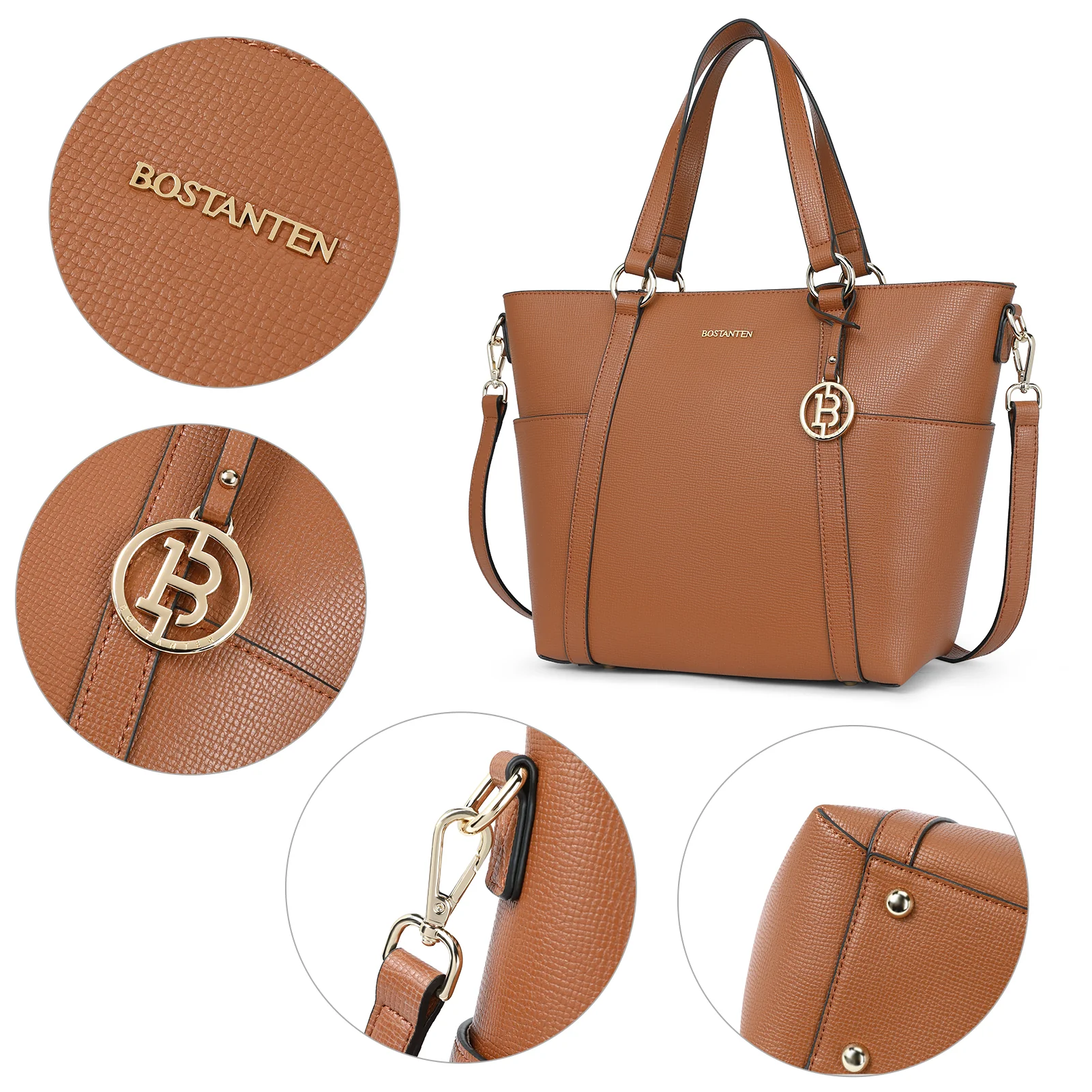 BOSTANTEN Women Leather Handbags Designer Purses Fashion Tote Shoulder Top Handle Bag for Work Daily - Image 16