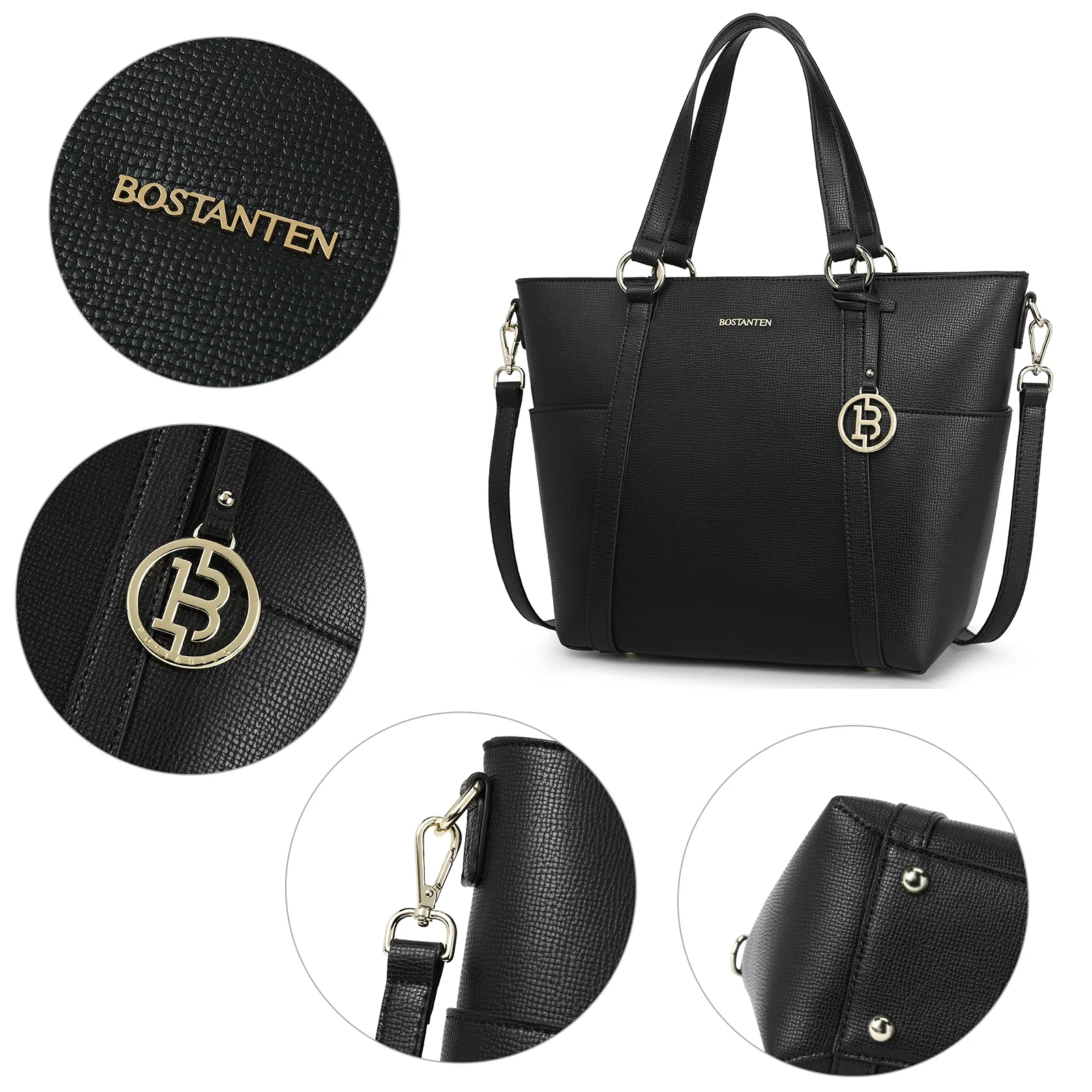 BOSTANTEN Women Leather Handbags Designer Purses Fashion Tote Shoulder Top Handle Bag for Work Daily - Image 8