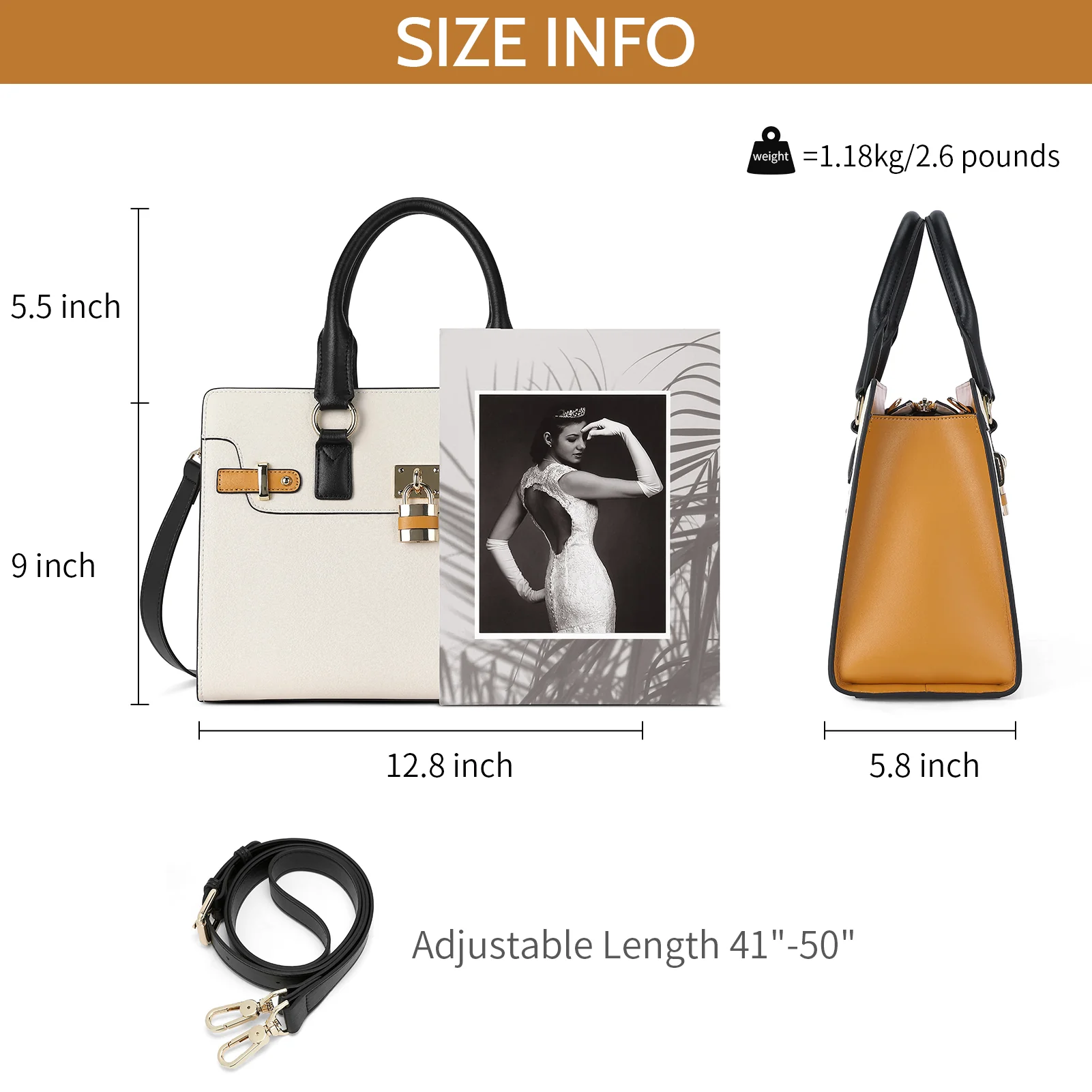 BOSTANTEN Women Leather Handbags Designer Satchel Purses Two-Tone Top Handle Work Shoulder Tote Bags - Image 3