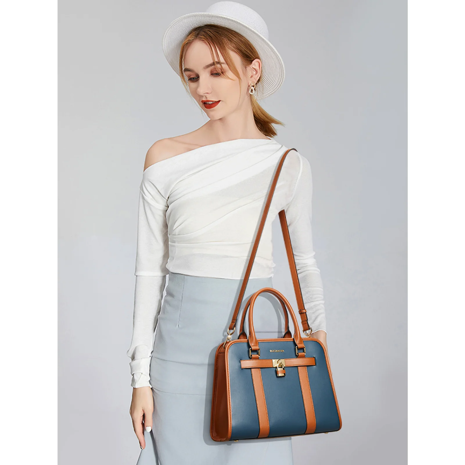 Cruze Stylish Two-Tone Top Handle Work Bag for the Modern Woman - Image 3