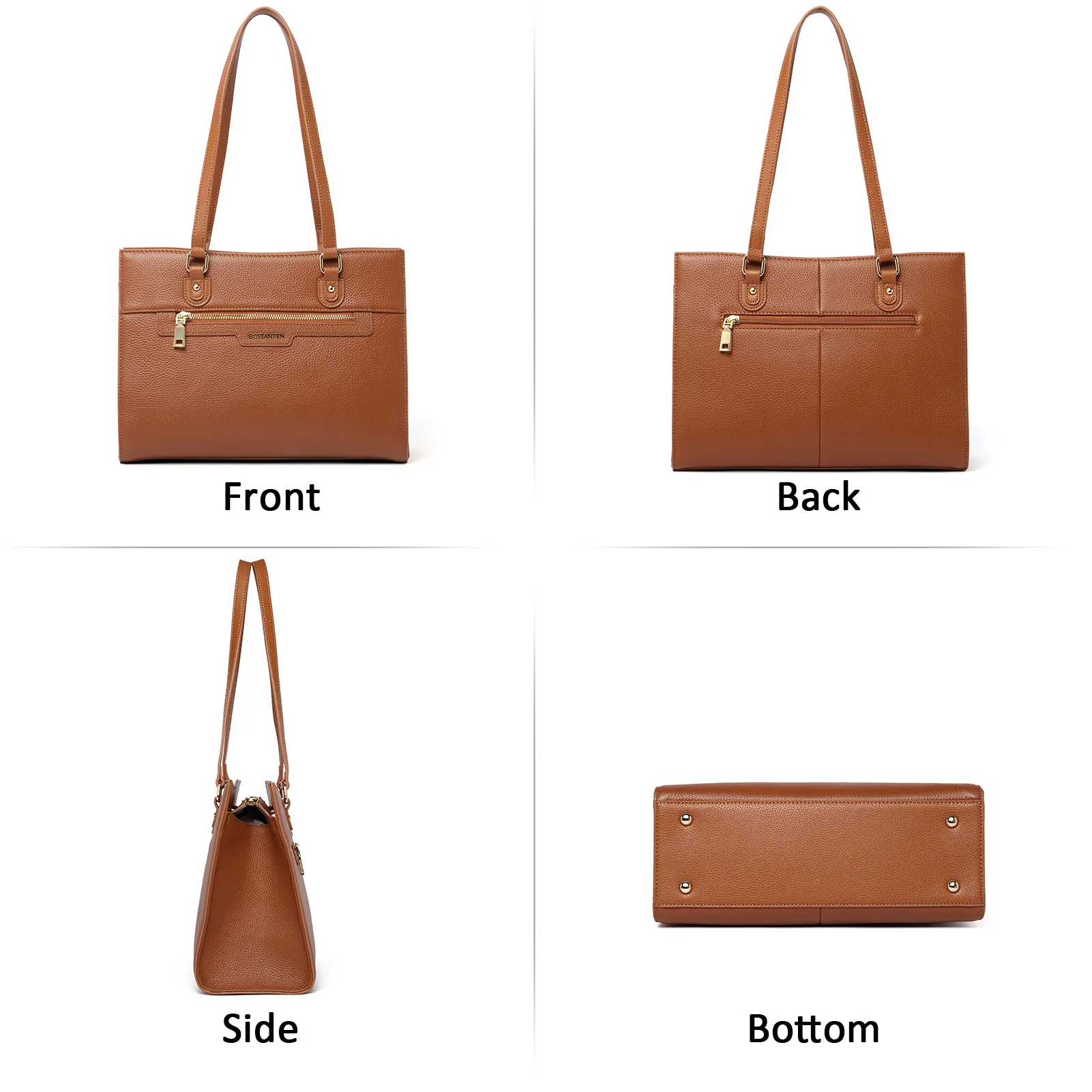 BOSTANTEN Women Leather Handbags Designer Satchel Purses Work Top Handle Shoulder Tote Bag for Travel Daily - Image 15