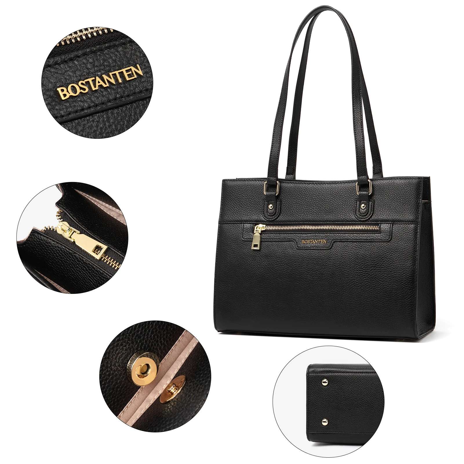BOSTANTEN Women Leather Handbags Designer Satchel Purses Work Top Handle Shoulder Tote Bag for Travel Daily - Image 5