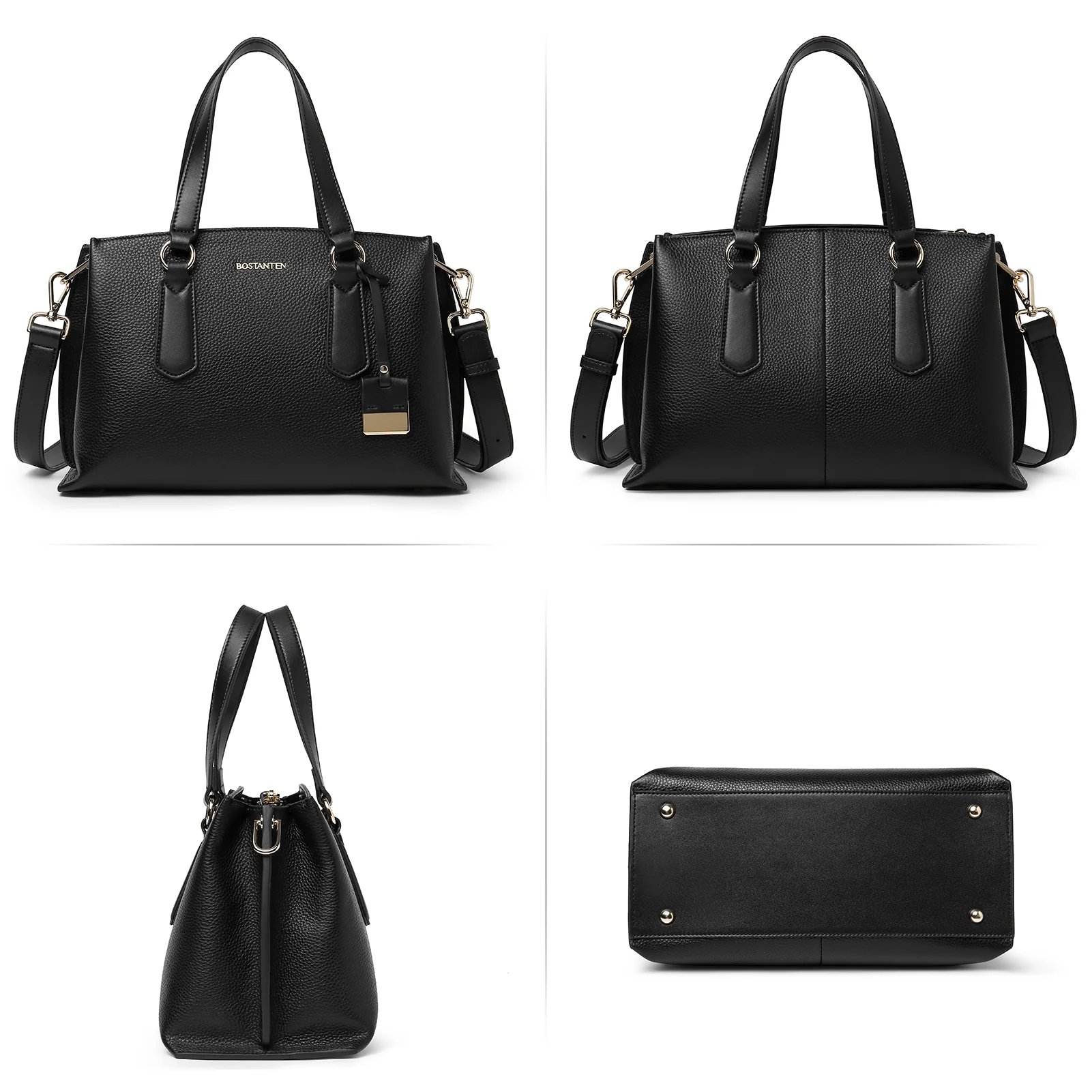 BOSTANTEN Women Leather Handbags Designer Tote Purses Ladies Fashion Satchel Top Handle Bags Triple Compartment - Image 2