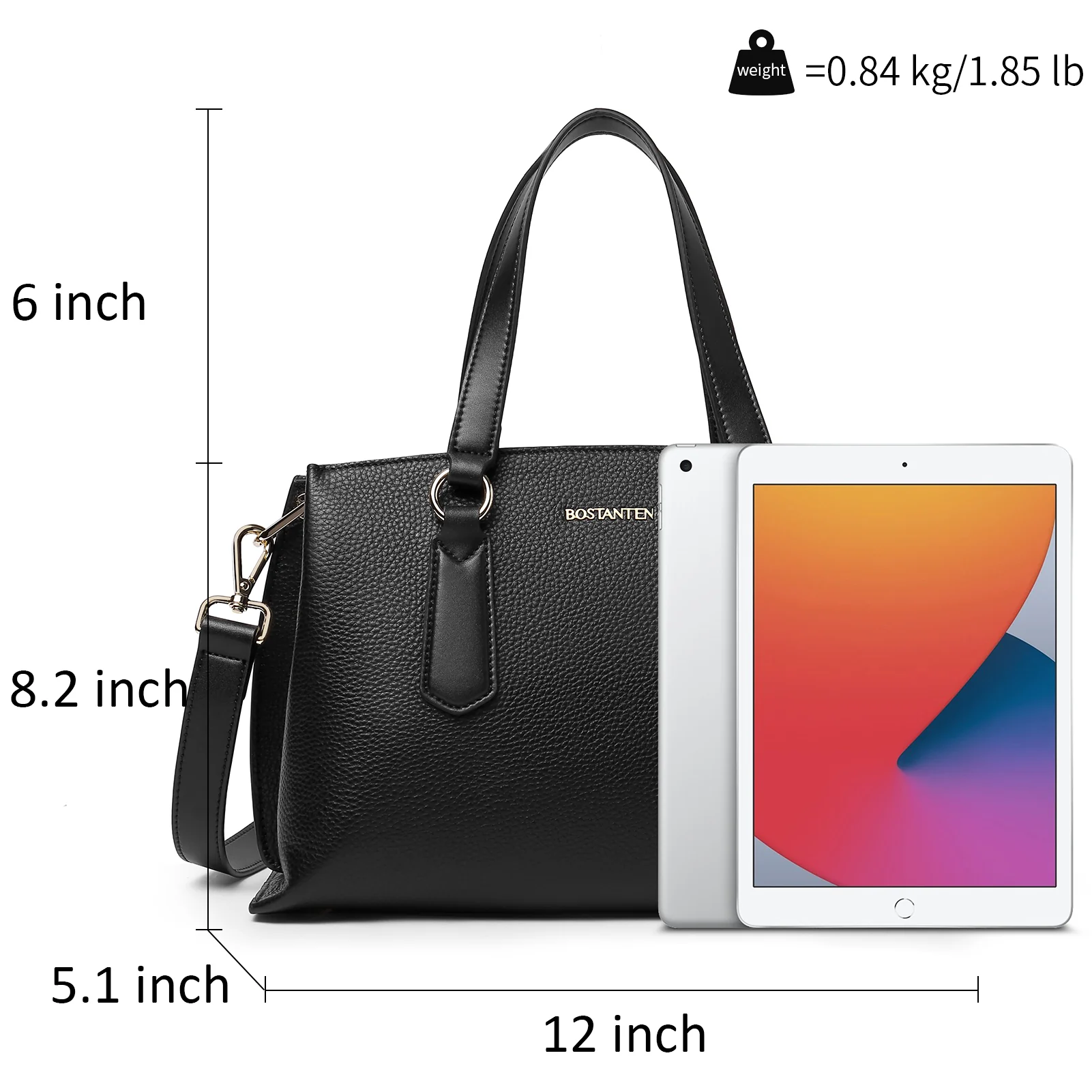 BOSTANTEN Women Leather Handbags Designer Tote Purses Ladies Fashion Satchel Top Handle Bags Triple Compartment - Image 5