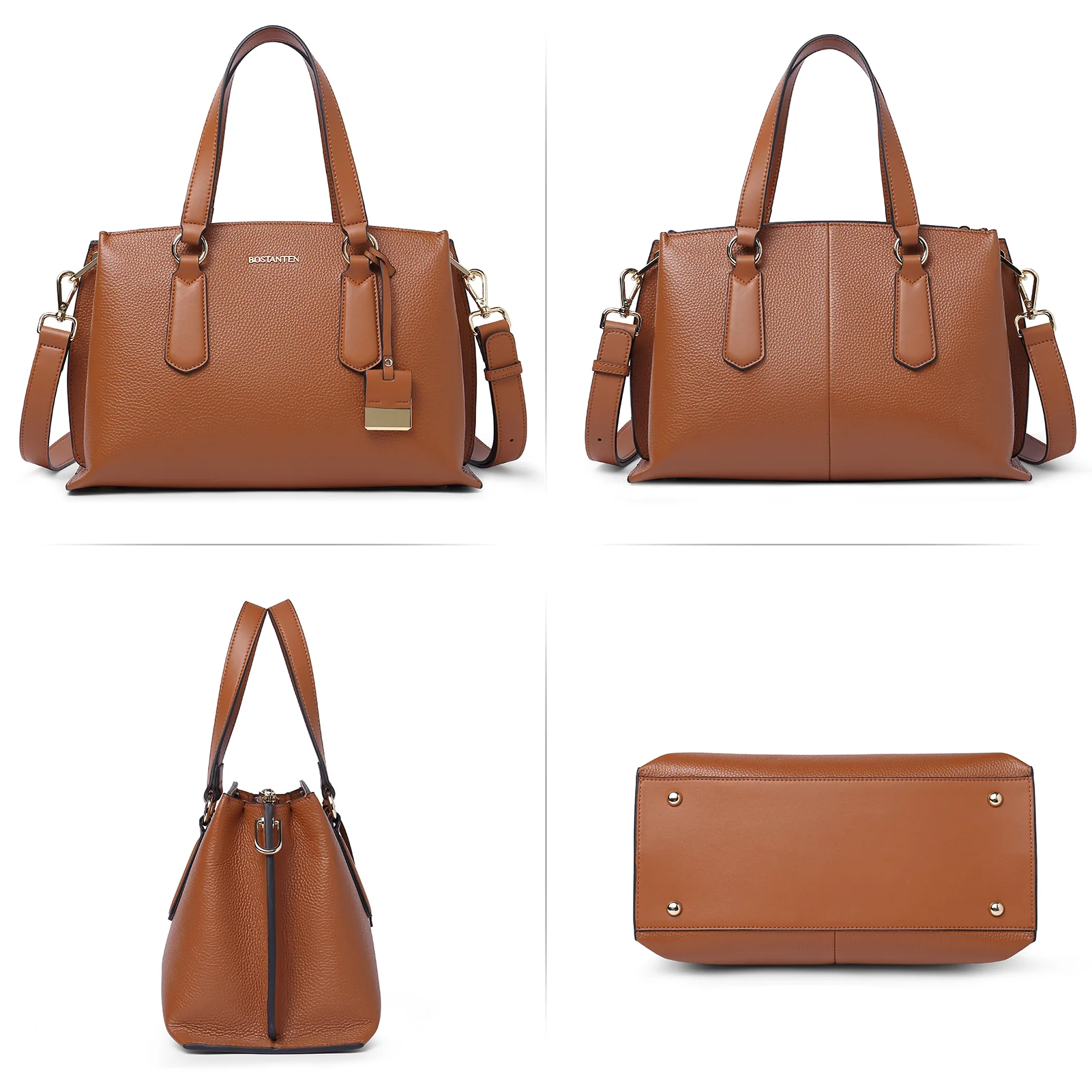 BOSTANTEN Women Leather Handbags Designer Tote Purses Ladies Fashion Satchel Top Handle Bags Triple Compartment - Image 9