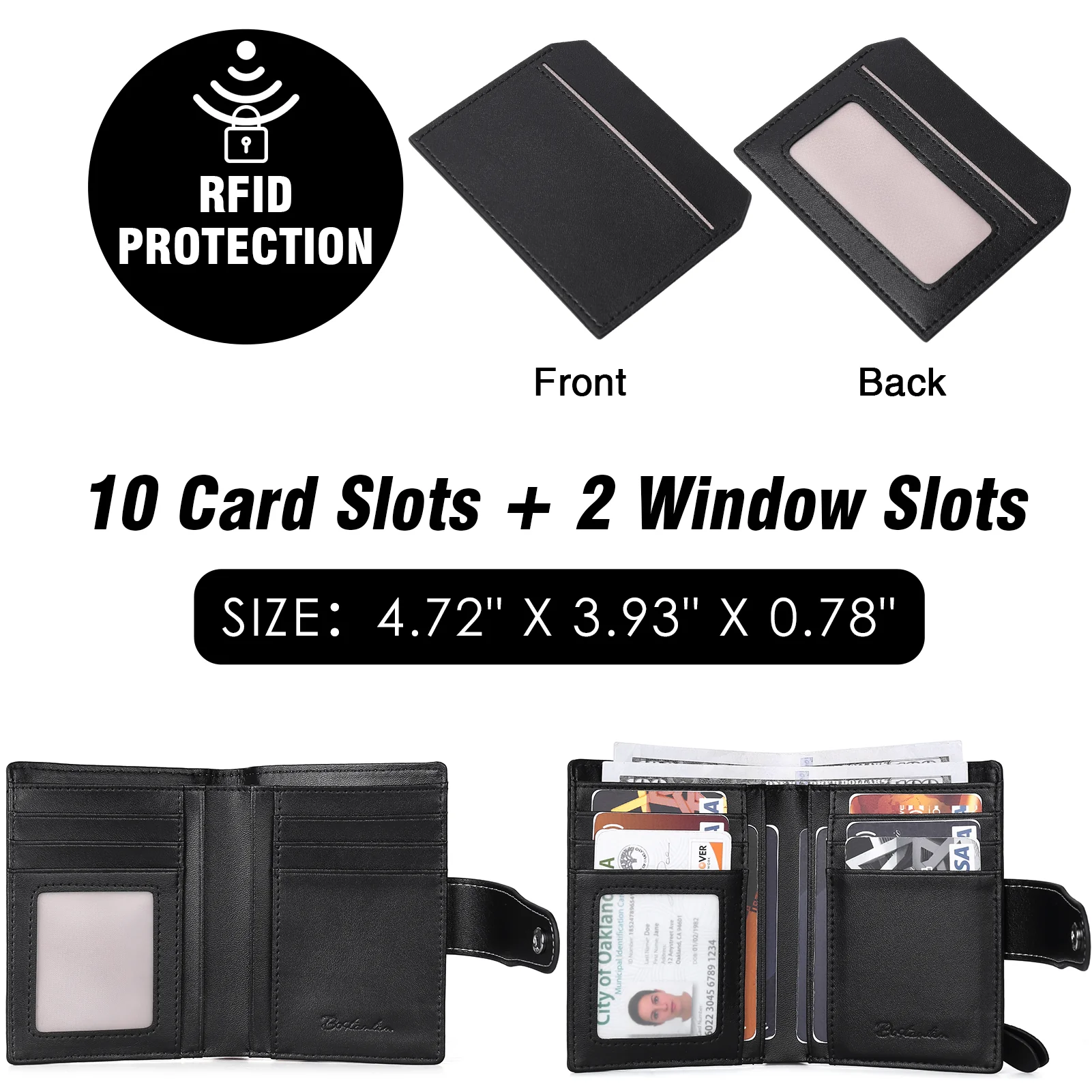 Lnna Small Wallet Zippered Checkbook Cover — ID Window - Image 14