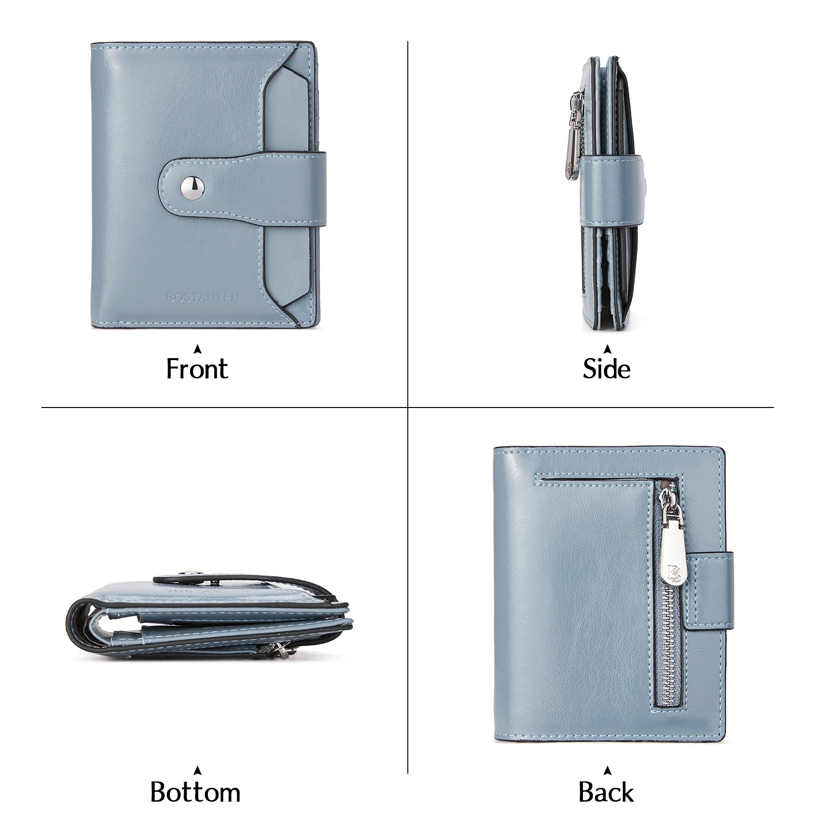 BOSTANTEN Women Leather Wallet RFID Blocking Small Bifold Zipper Pocket Wallet Card Case Purse with ID Window - Image 13