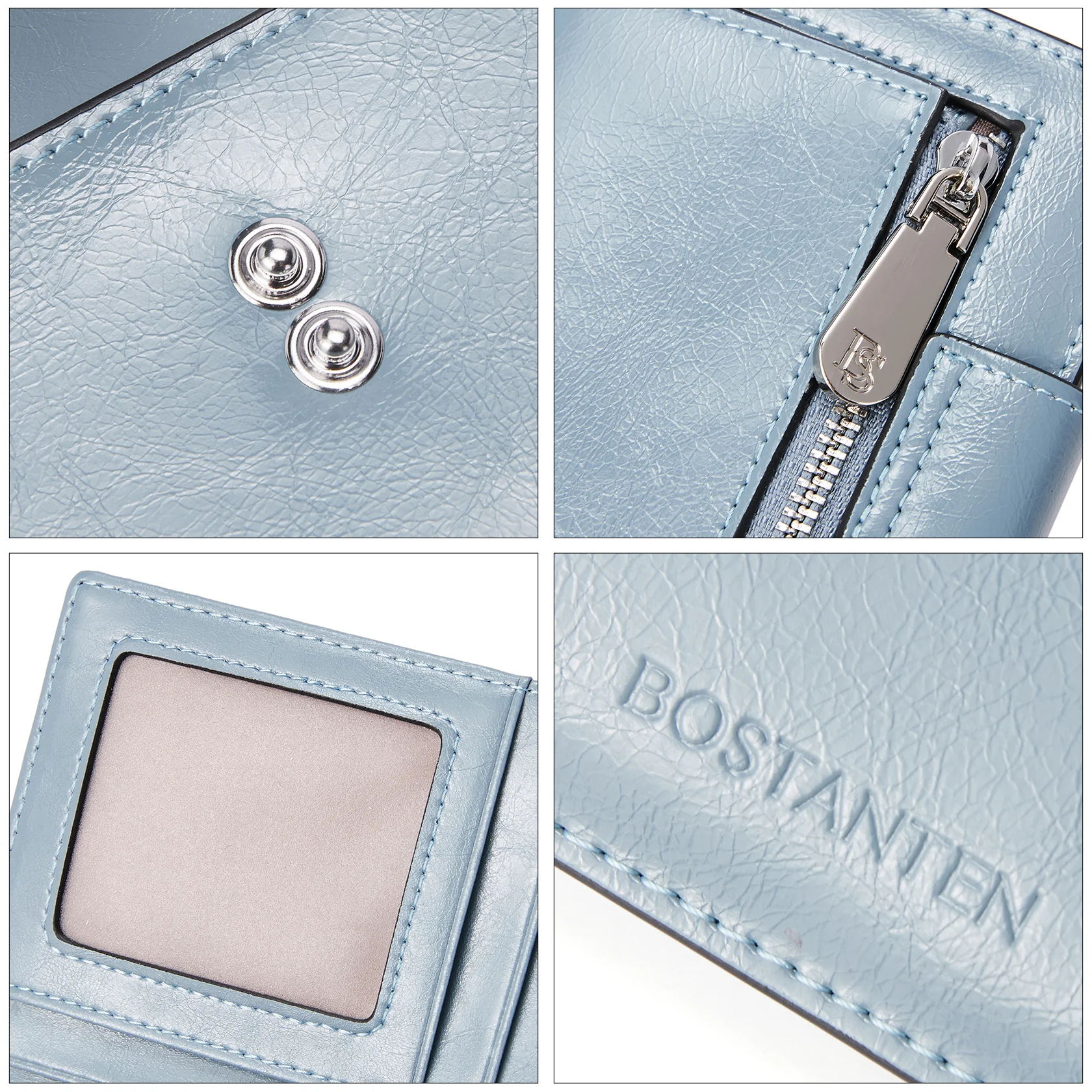 BOSTANTEN Women Leather Wallet RFID Blocking Small Bifold Zipper Pocket Wallet Card Case Purse with ID Window - Image 15
