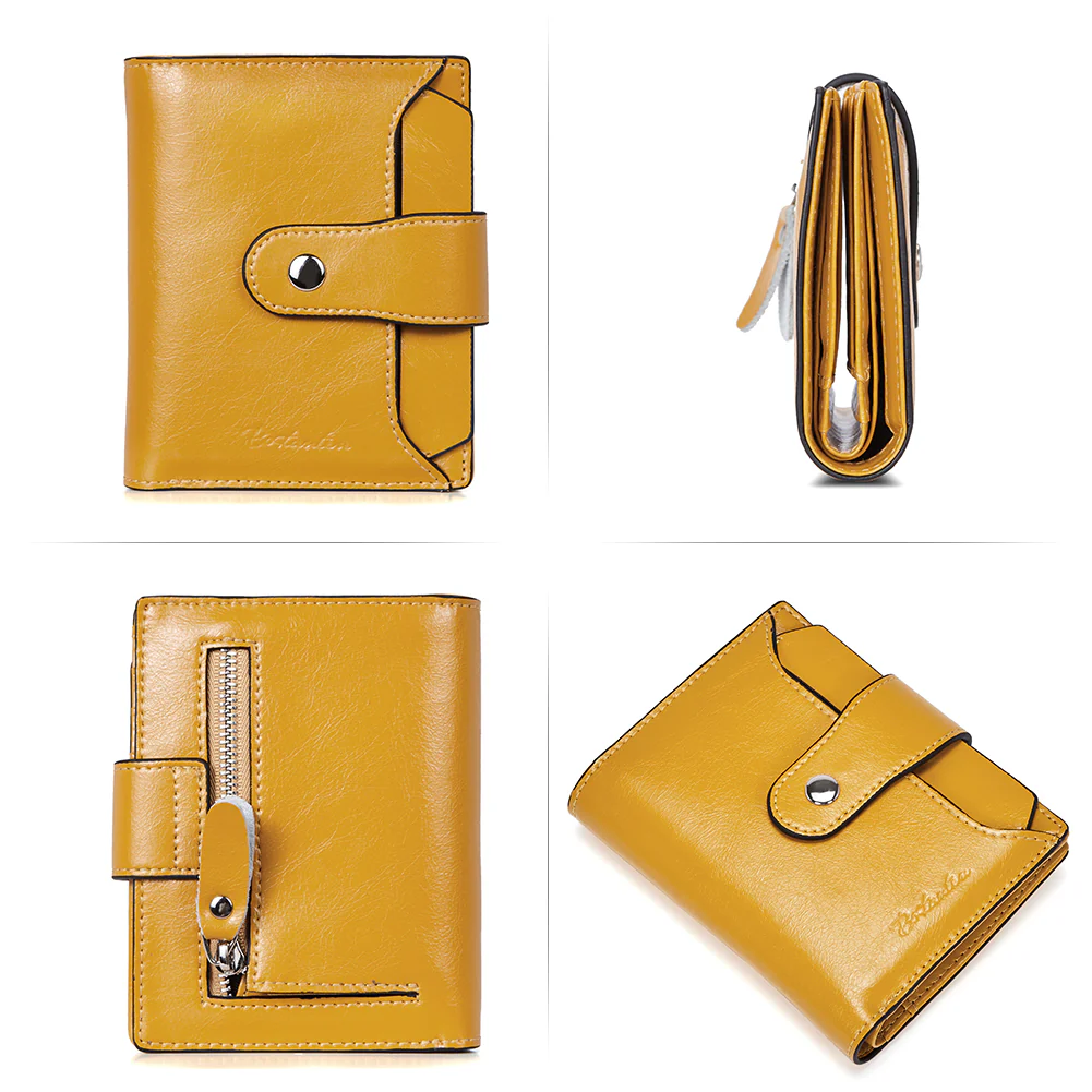 BOSTANTEN Women Leather Wallet RFID Blocking Small Bifold Zipper Pocket Wallet Card Case Purse with ID Window - Image 3