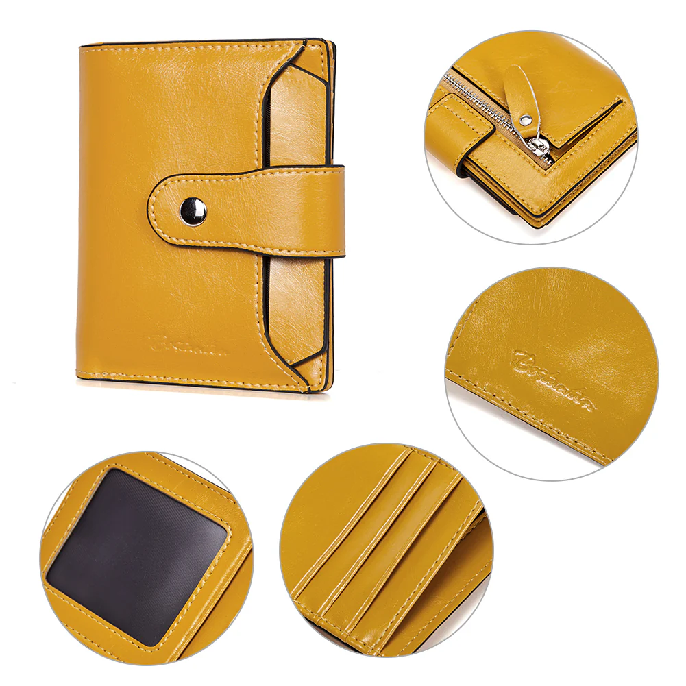 BOSTANTEN Women Leather Wallet RFID Blocking Small Bifold Zipper Pocket Wallet Card Case Purse with ID Window - Image 4