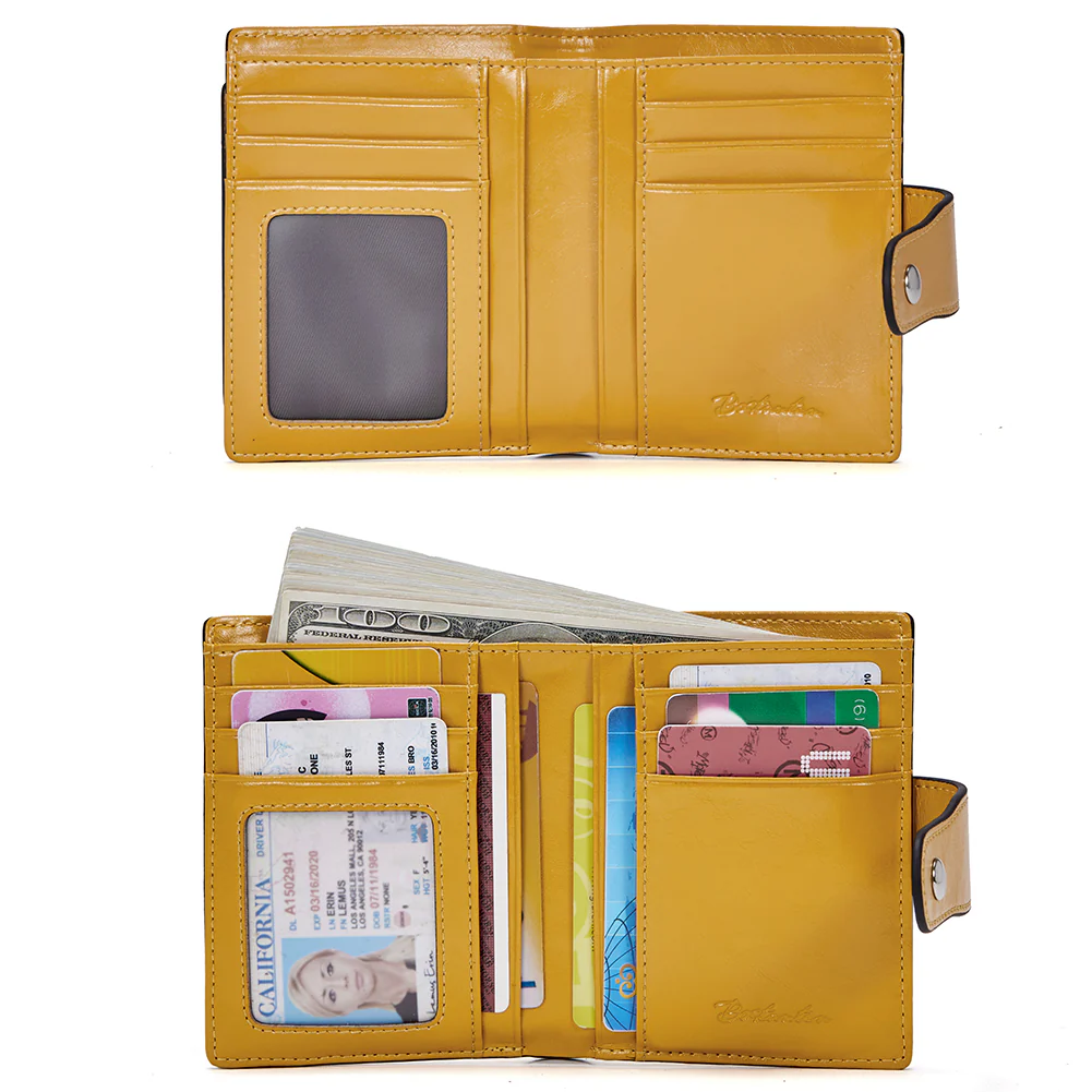 BOSTANTEN Women Leather Wallet RFID Blocking Small Bifold Zipper Pocket Wallet Card Case Purse with ID Window - Image 7