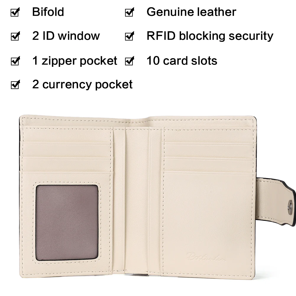 Lnna Small Wallet Zippered Checkbook Cover — ID Window - Image 8