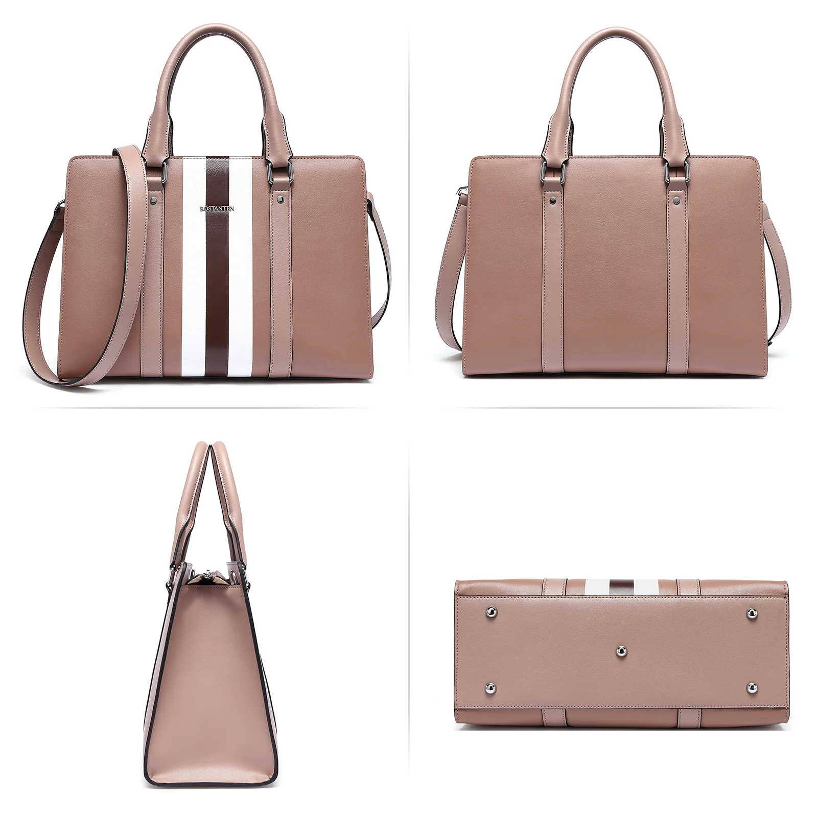 Nevin Striped Print Women's Leather Tote Bag —— Elegant Urban - Image 4